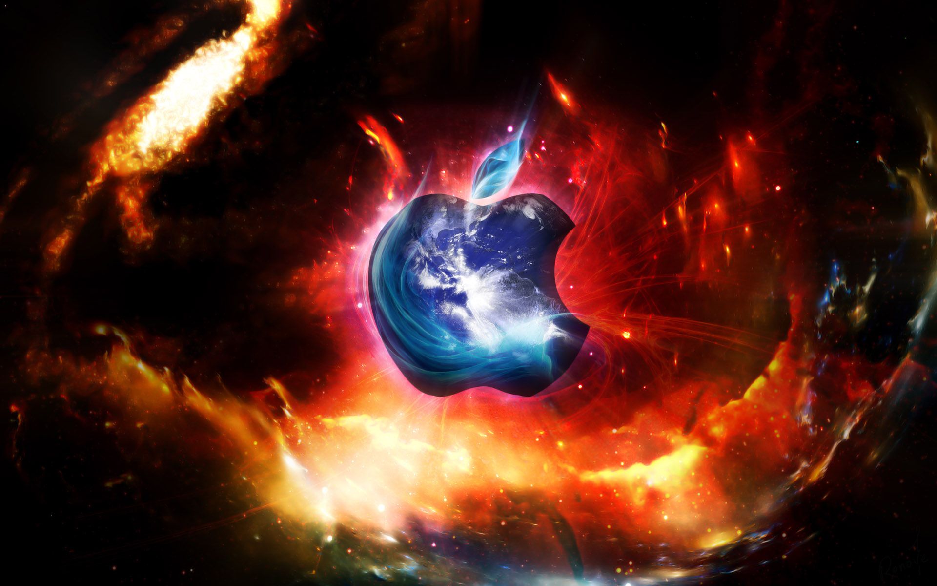 Logo Apple spazio cosmico, azienda tech, 1920x1200 WUXGA, Desktop