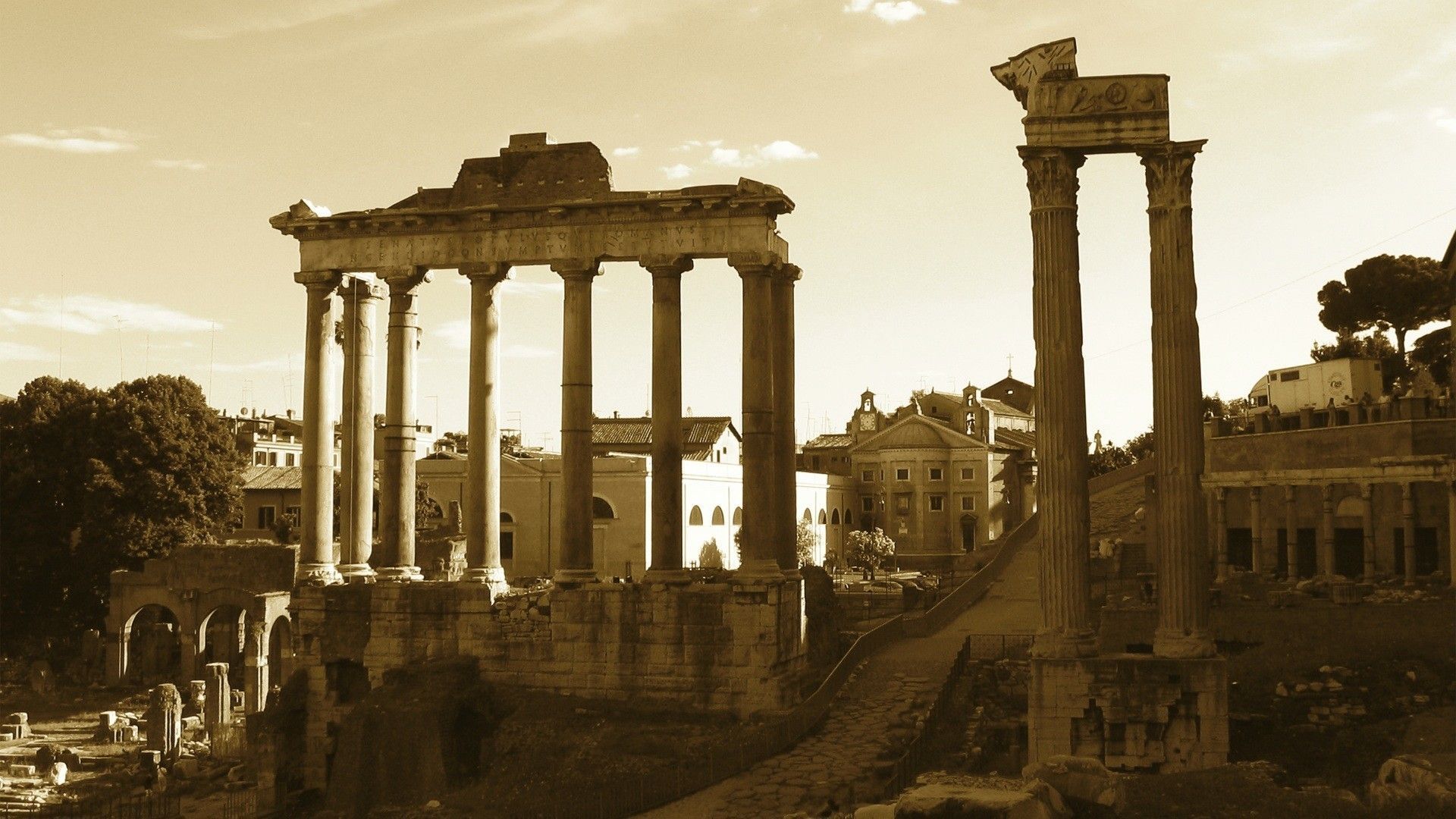 Rovine del Foro Romano seppia, 1920x1080 1080p, PC Desktop