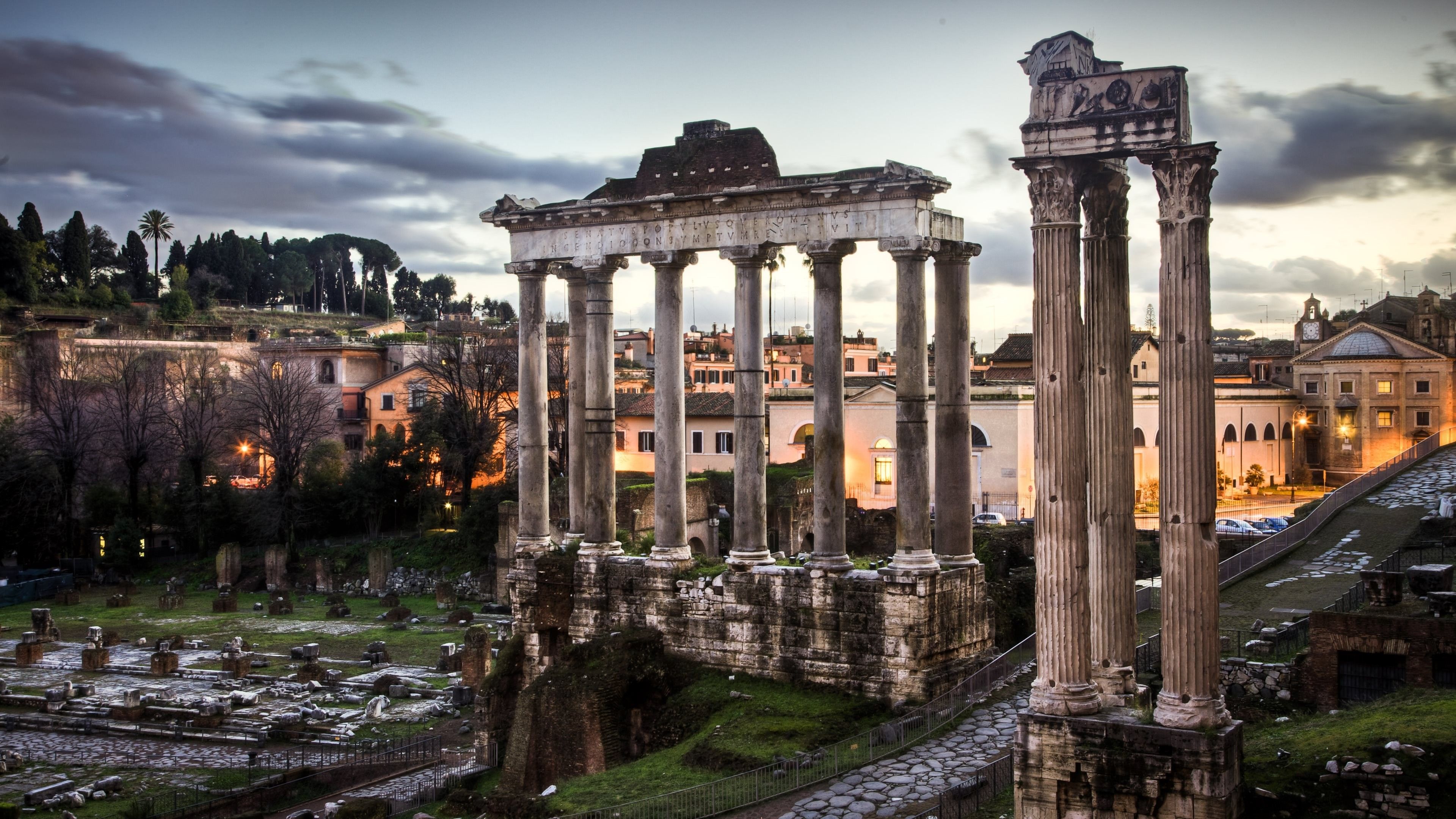 Rovine Foro Romano al tramonto, 3840x2160 Ultra HD, Monitor 4K