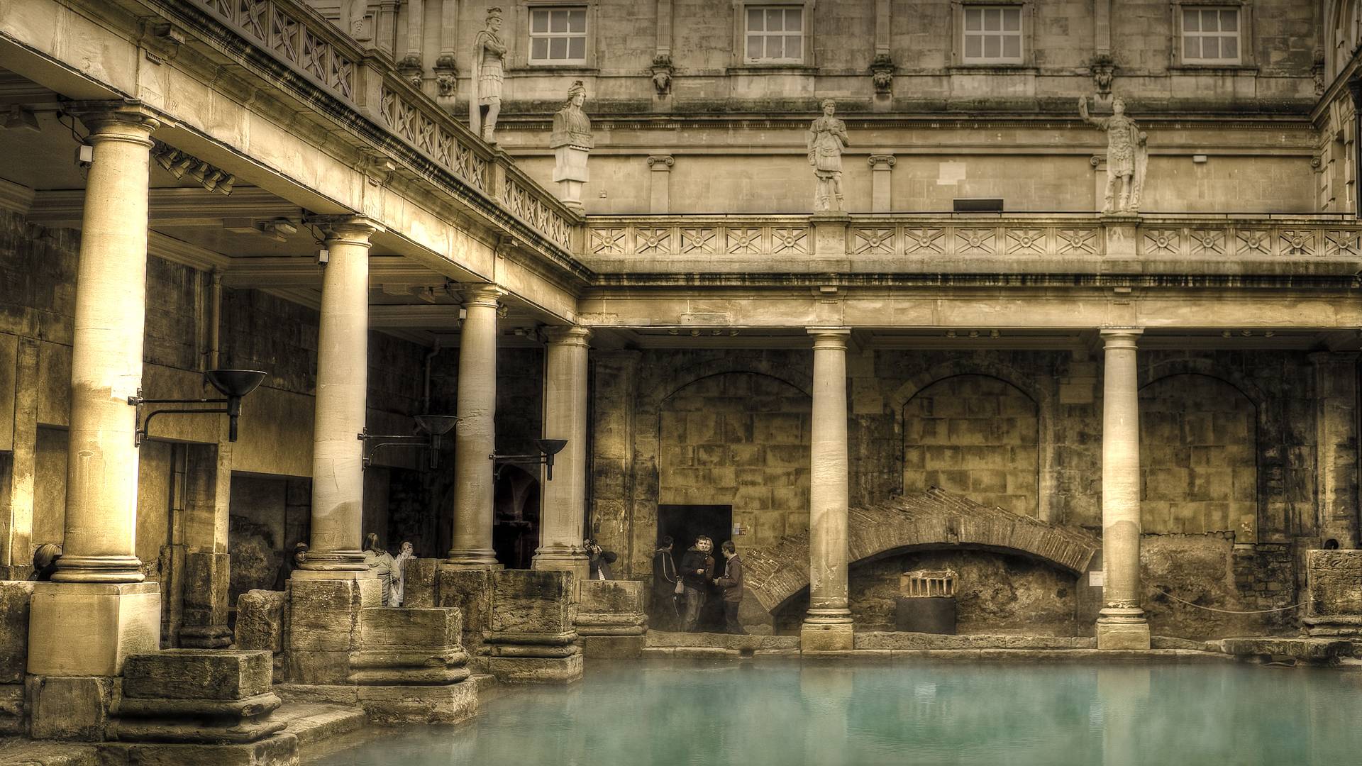 Rovine romane con colonnato e piscina, 1920x1080 Full HD, Desktop