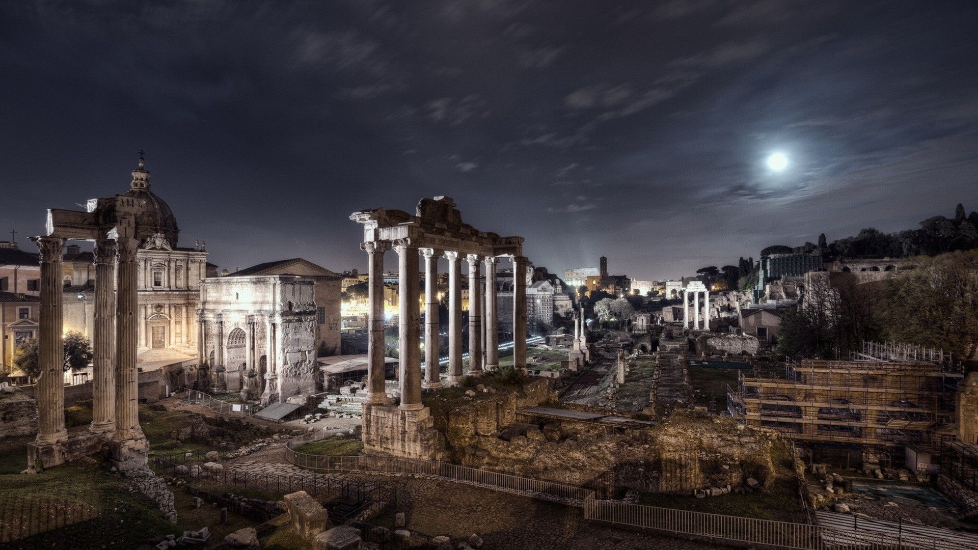 Rovine del Foro Romano notturno, 1920x1080 1080p, PC