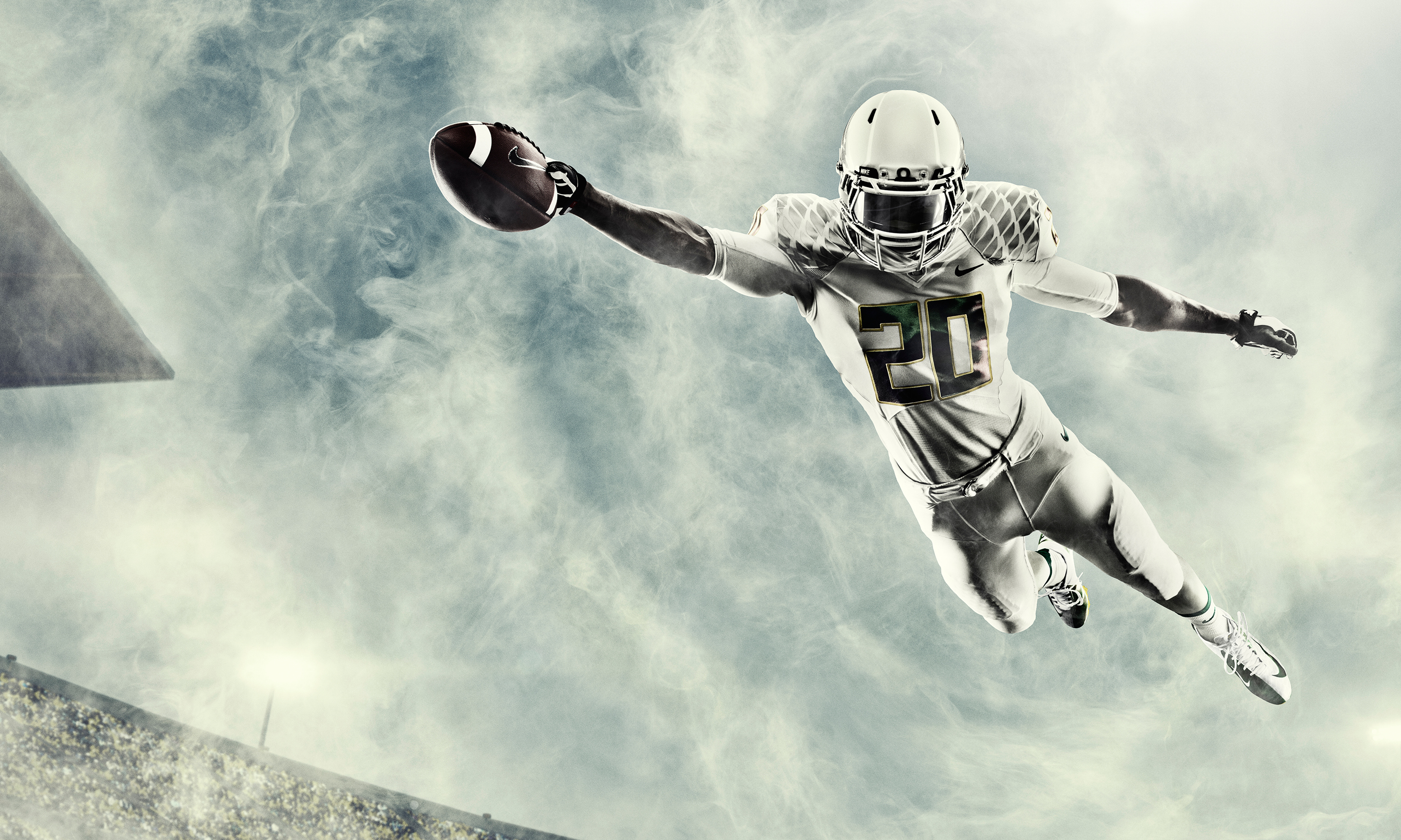 Giocatore football americano in volo, 3000x1800 2K, Desktop