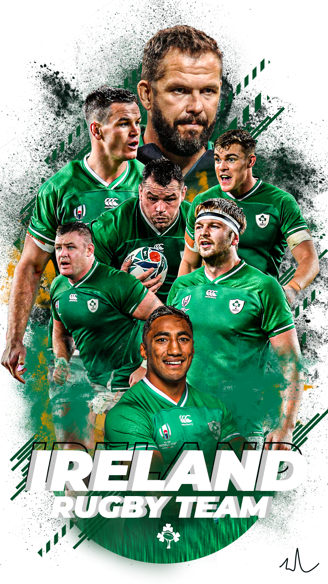 Squadra rugby Irlanda giocatori, 1080x1920 Verticale, Telefono