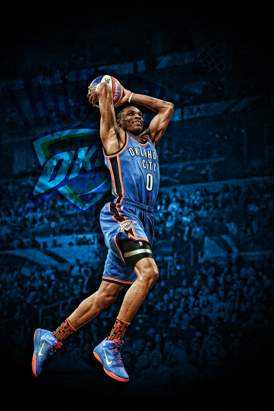 Russell Westbrook schiacciata basket, 1067x1600 Verticale, iPhone