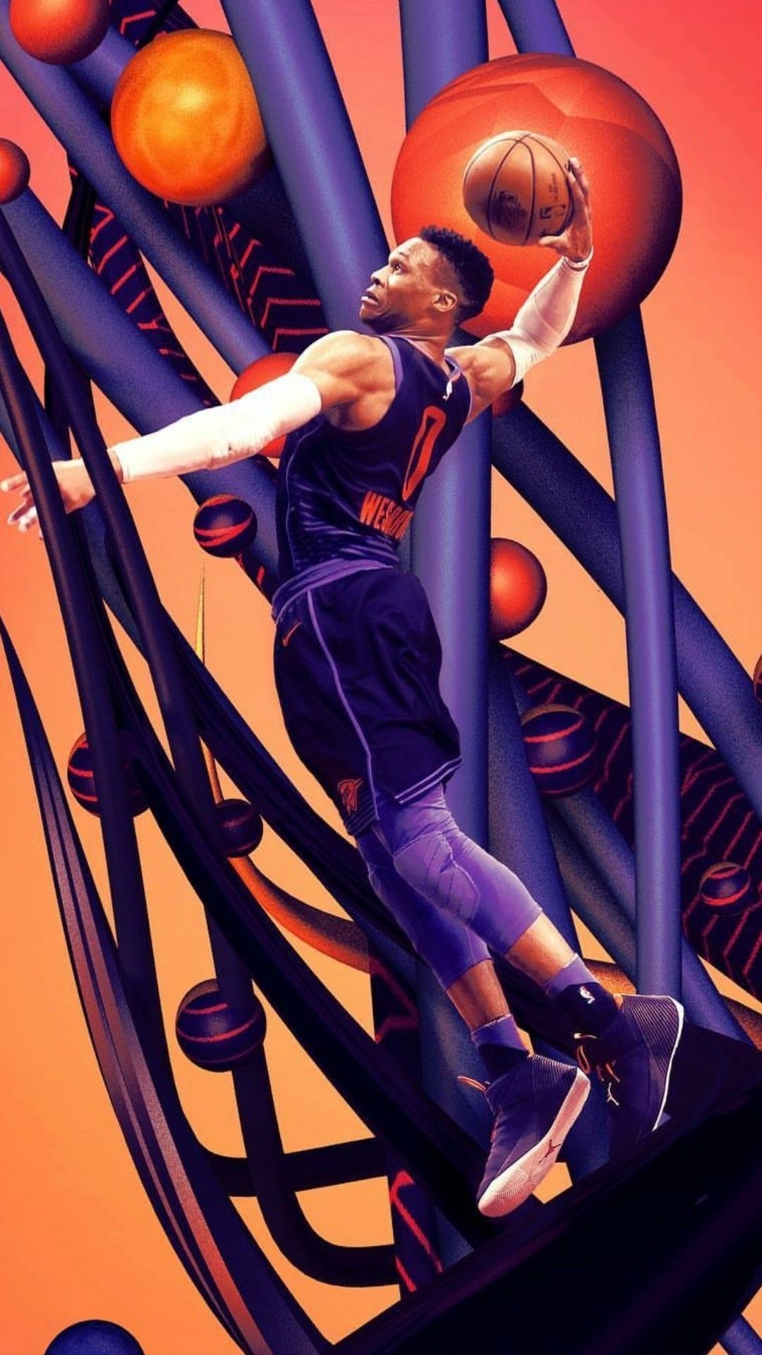 Russell Westbrook arte astratta basket, 1080x1920 Full HD Verticale, iPhone Air