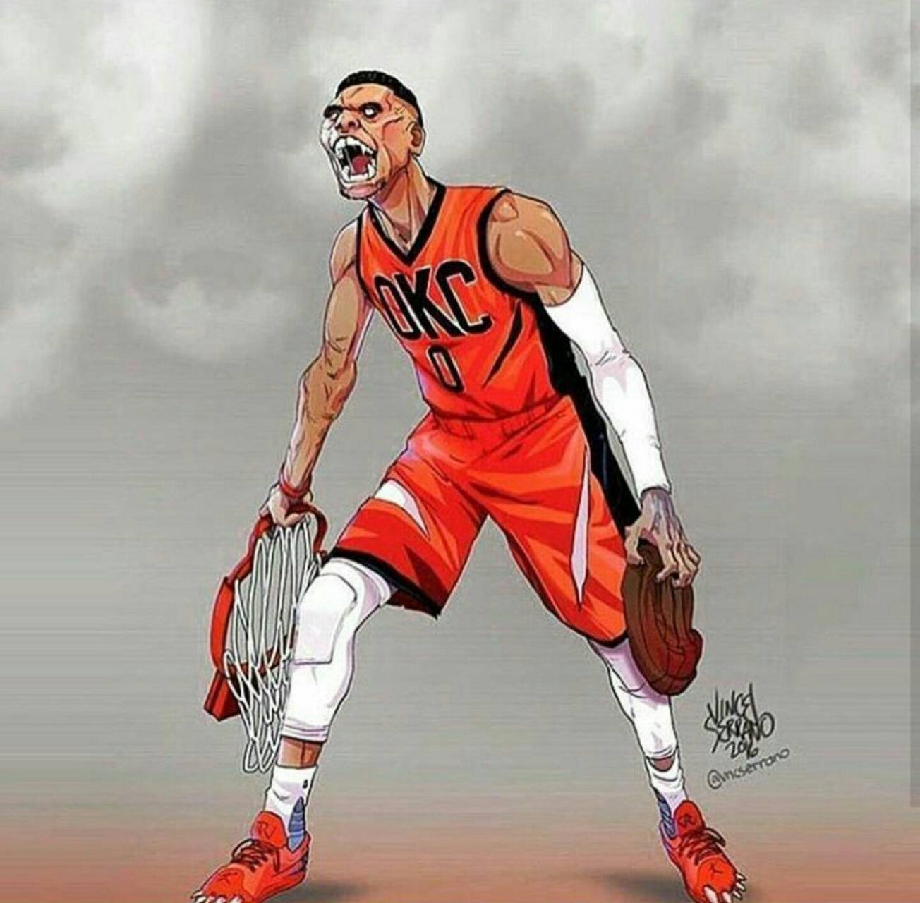 Russell Westbrook cartoon OKC, 1304x1280 720p, Lenovo Legion