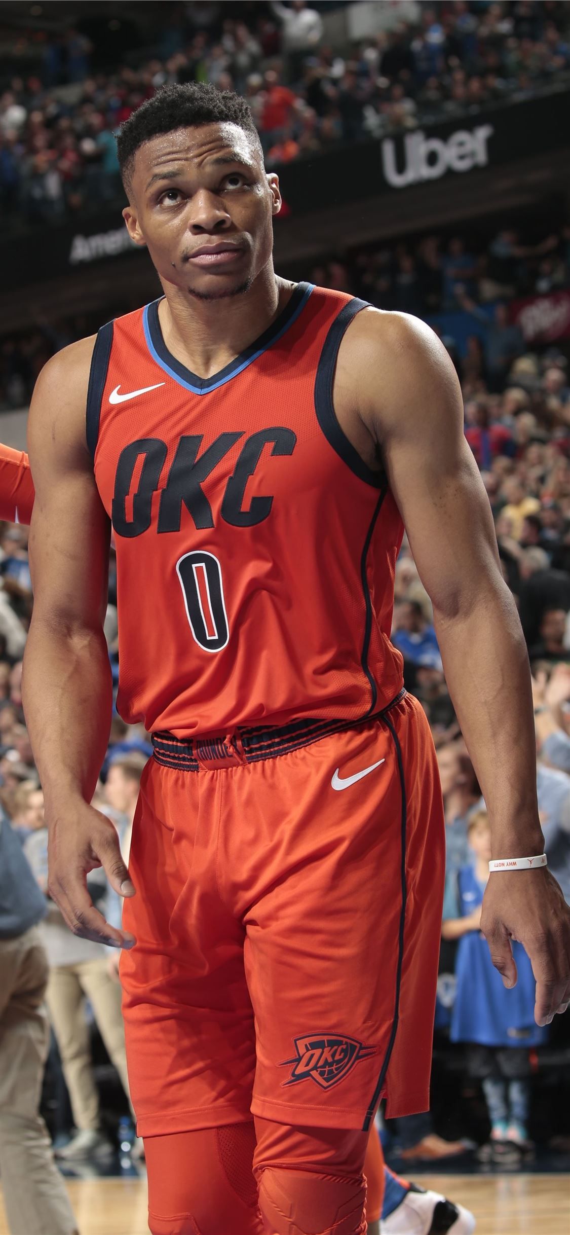 Russell Westbrook maglia OKC arancione, 1125x2436 Full HD Verticale, iPhone Pro