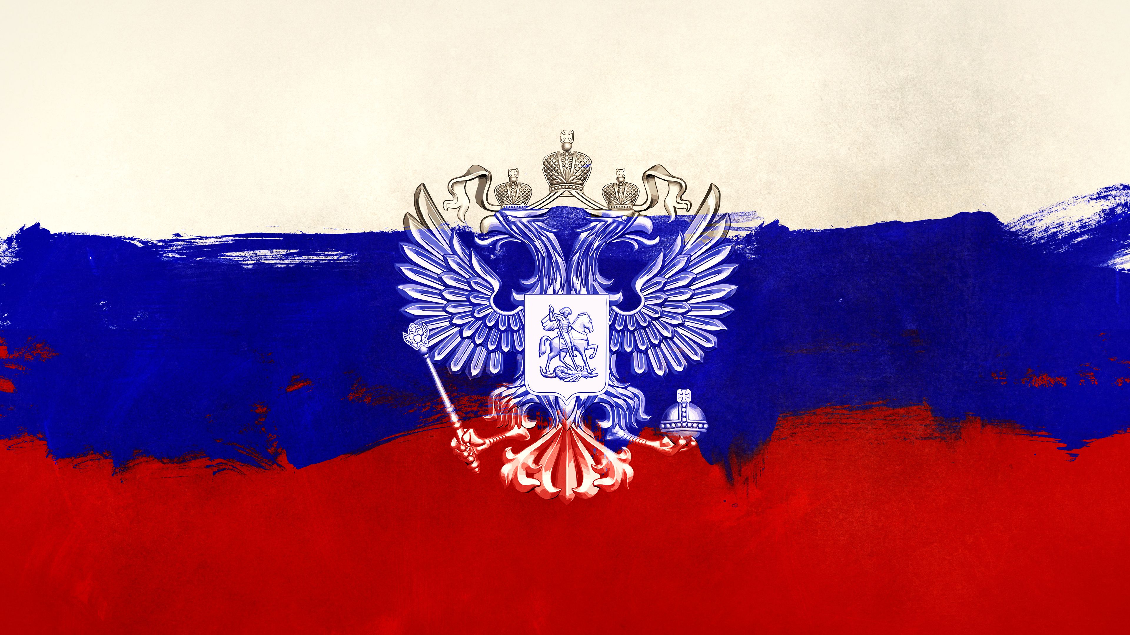 Bandiera Russia stemma aquila, 3840x2160 UHD, Monitor Gaming