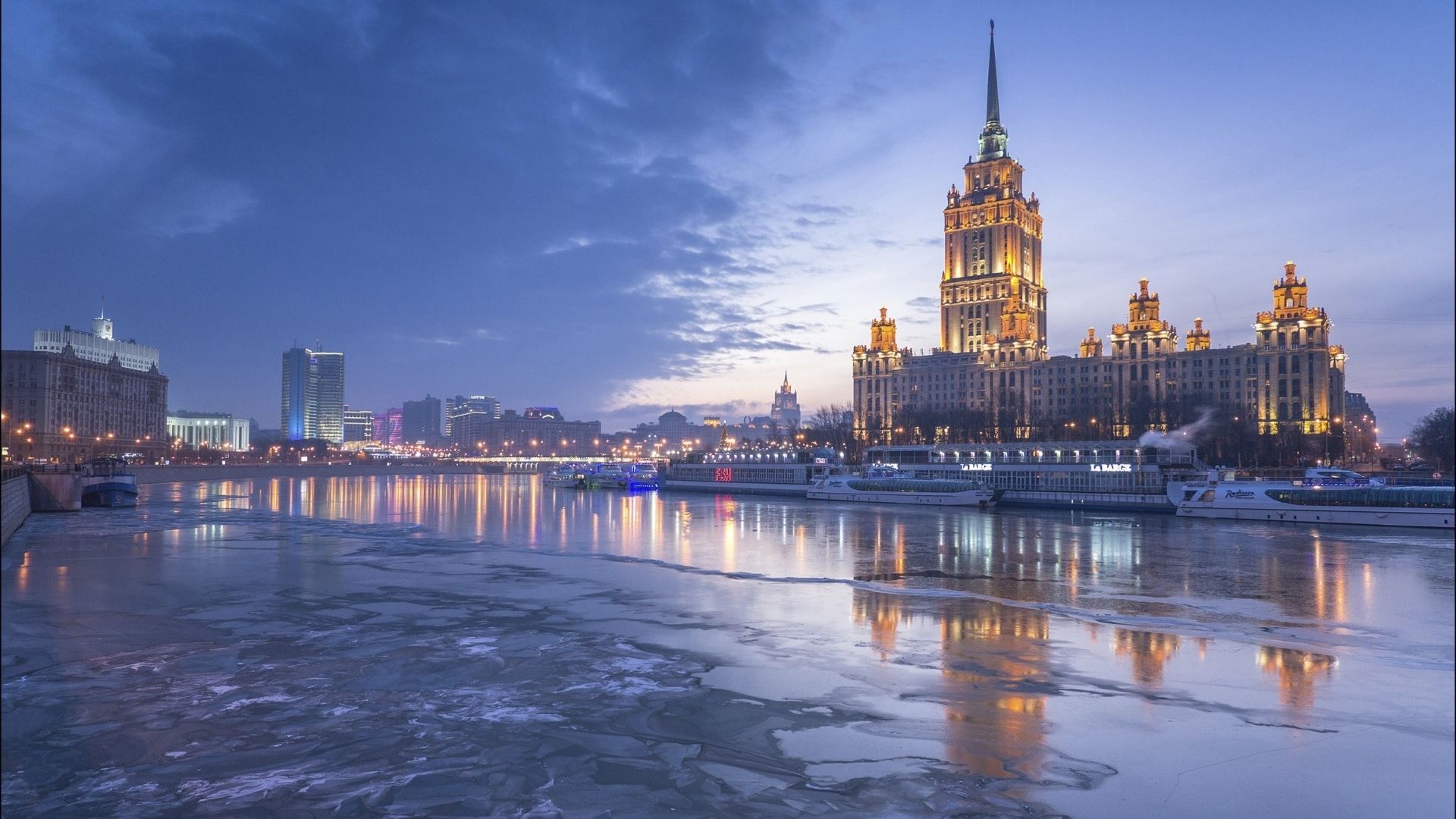Hotel Ucraina Mosca fiume, 1920x1080 Full HD 1080p, PC Desktop