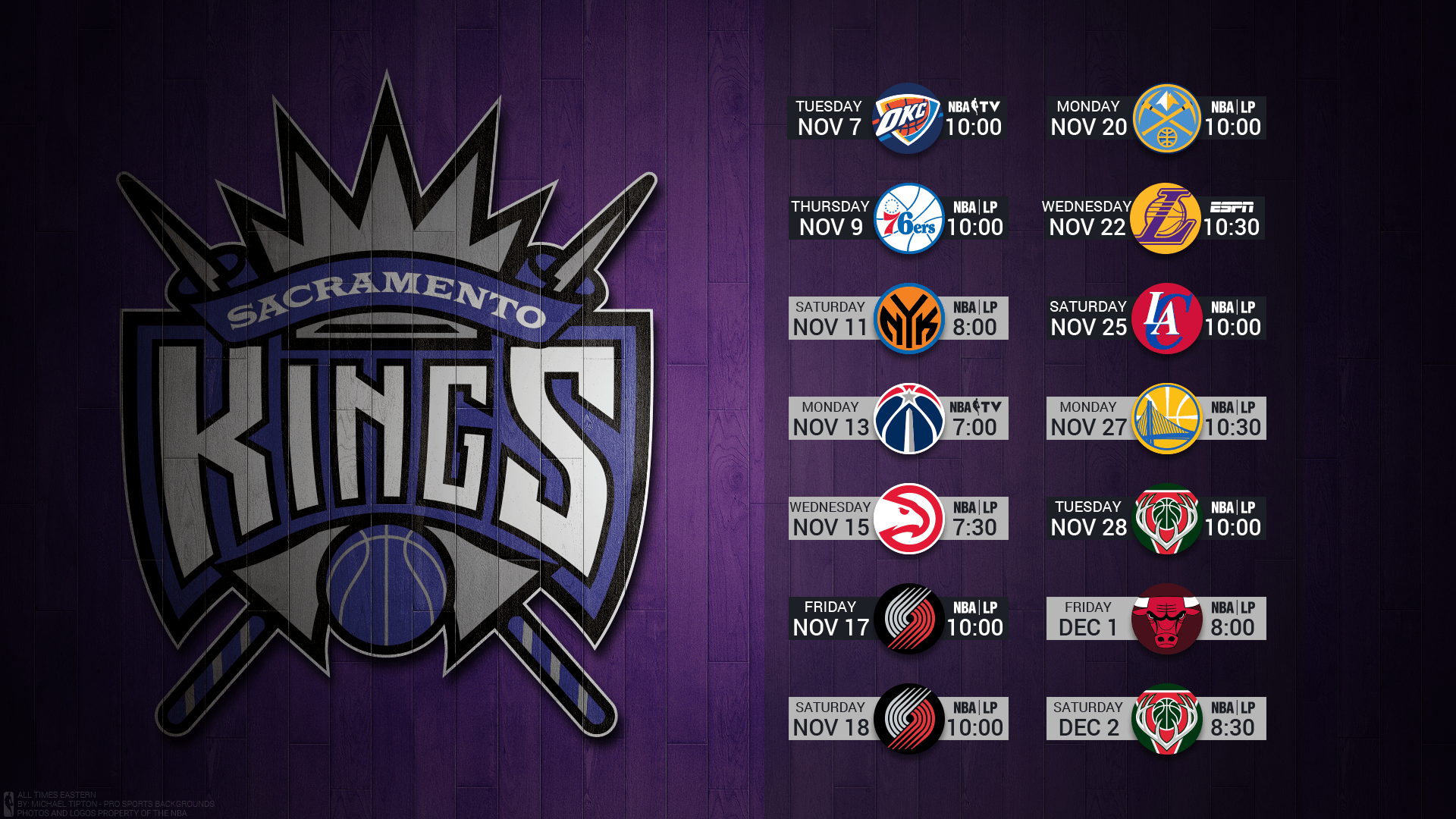 Calendario partite Sacramento Kings NBA, 1920x1080 Full HD, PC