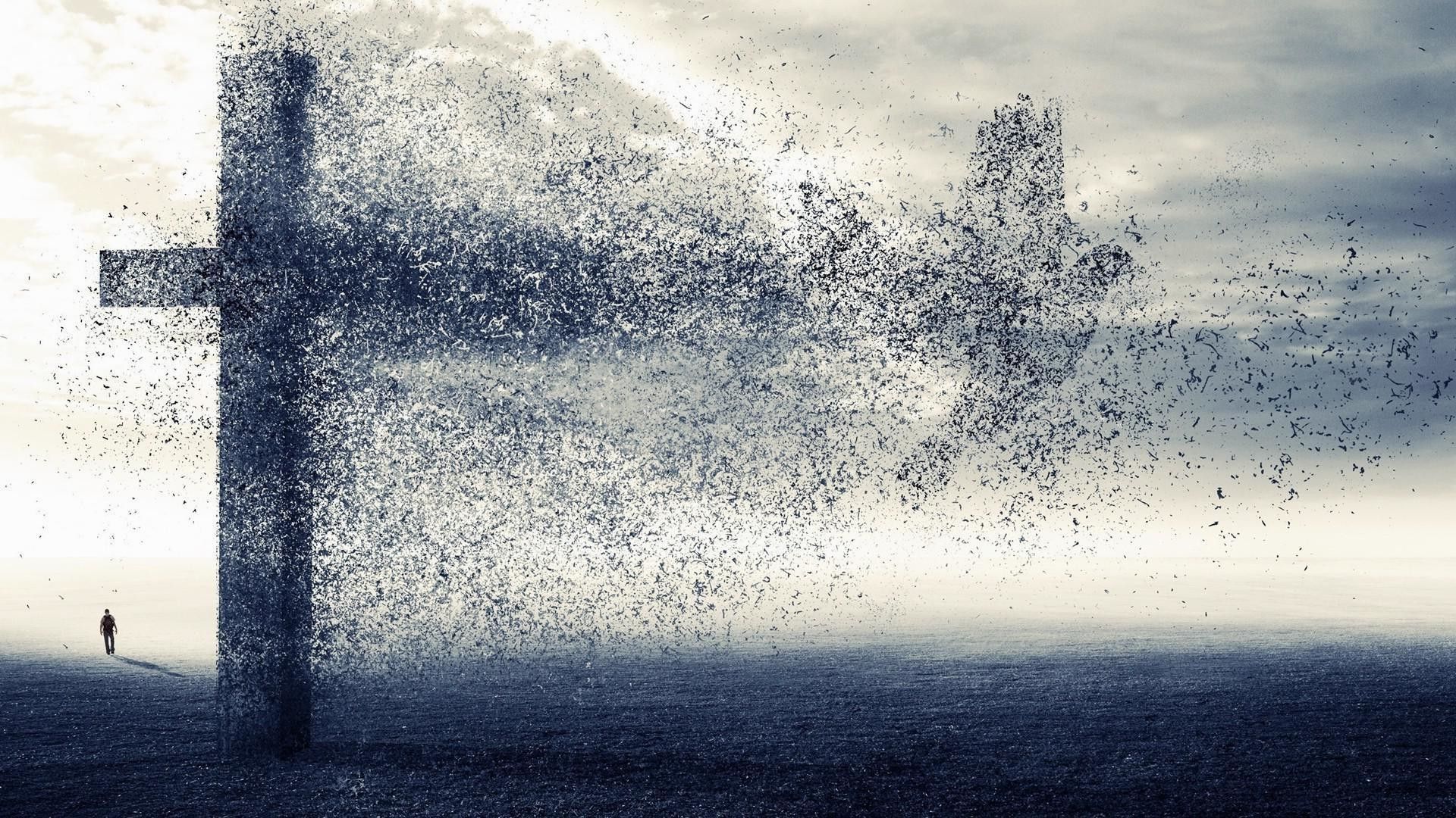 Croce che si disintegra in particelle, 1920x1080 1080p, PC