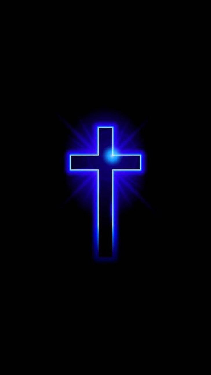 Croce blu luminosa, 728x1291 Full HD Verticale, iPhone