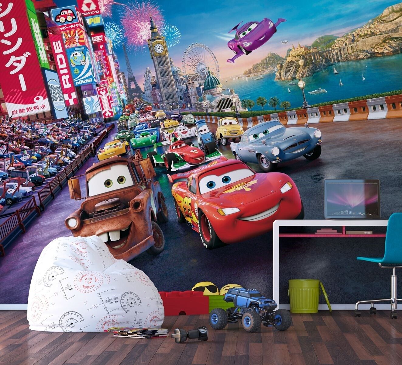 Saetta McQueen Cars mural, 1323x1200 720p, Laptop
