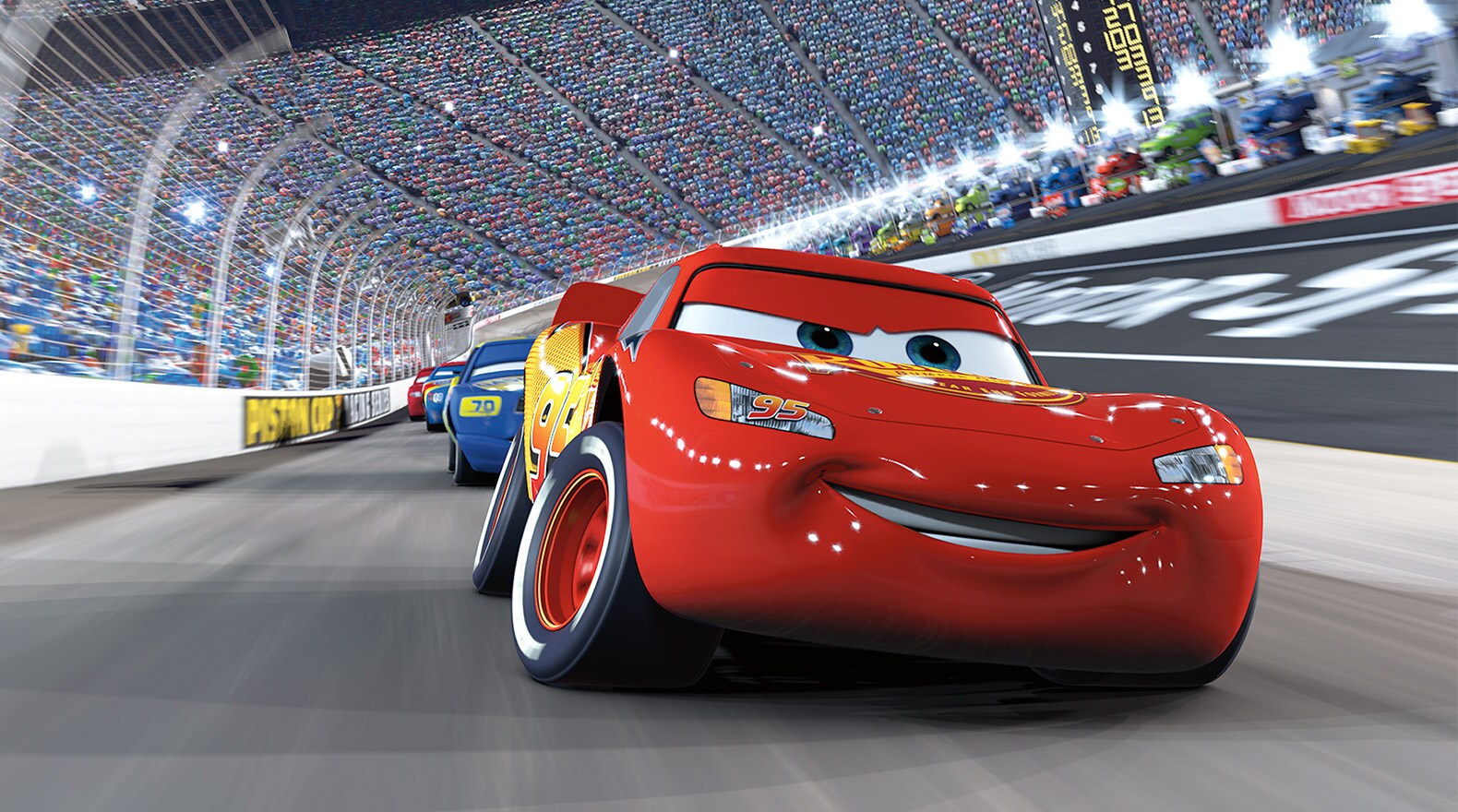 Saetta McQueen su pista, Cars, 1580x880 HD, Desktop