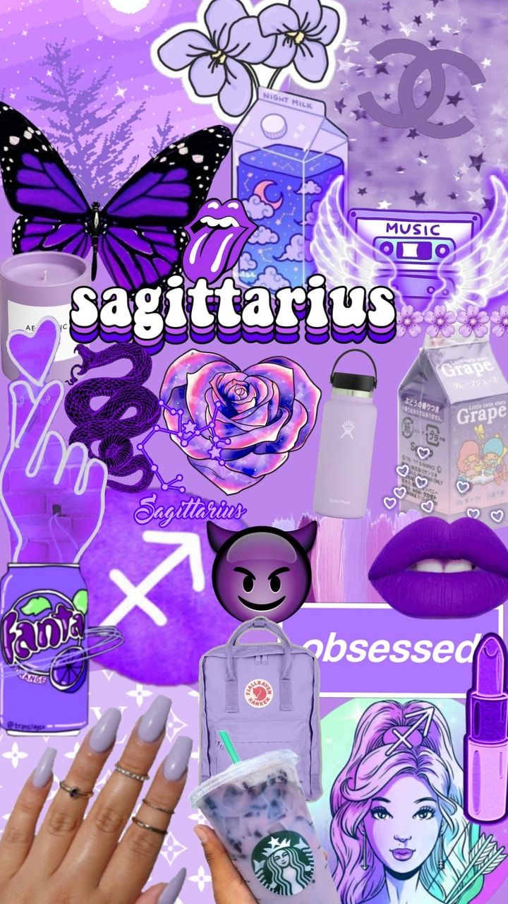 Collage viola tema Sagittario, 720x1280 Full HD Verticale, Smartphone