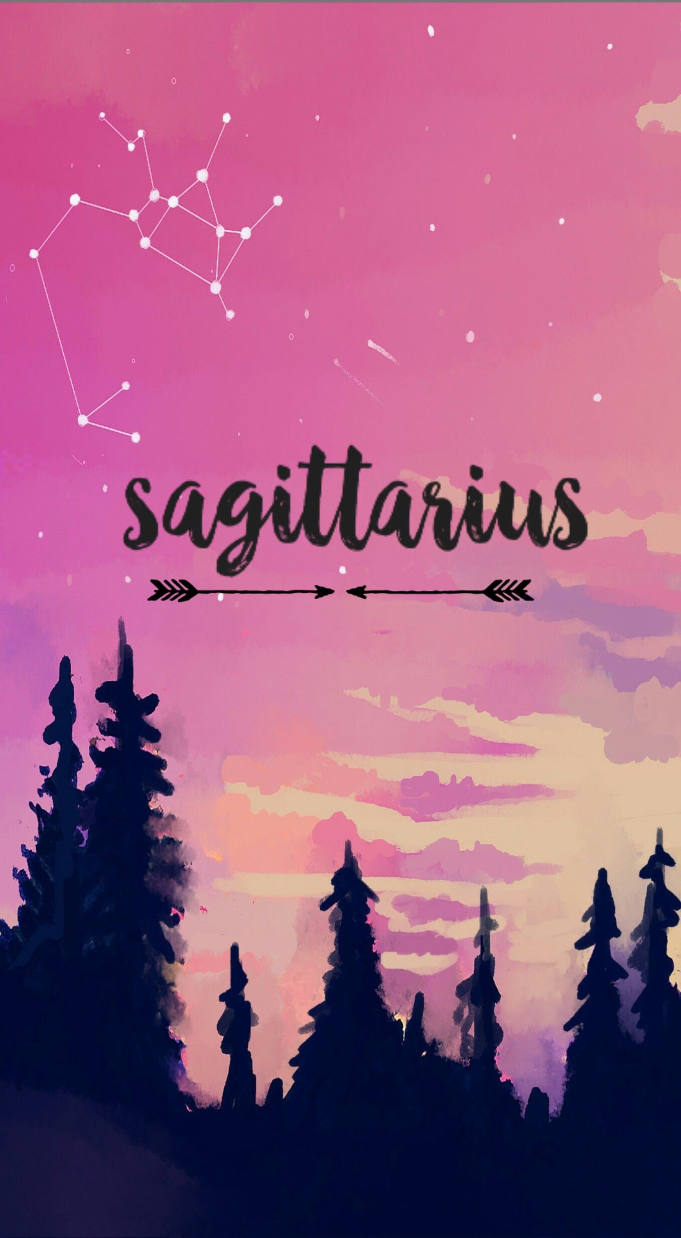 Costellazione Sagittario cielo rosa, 1357x2468 Verticale, Mobile
