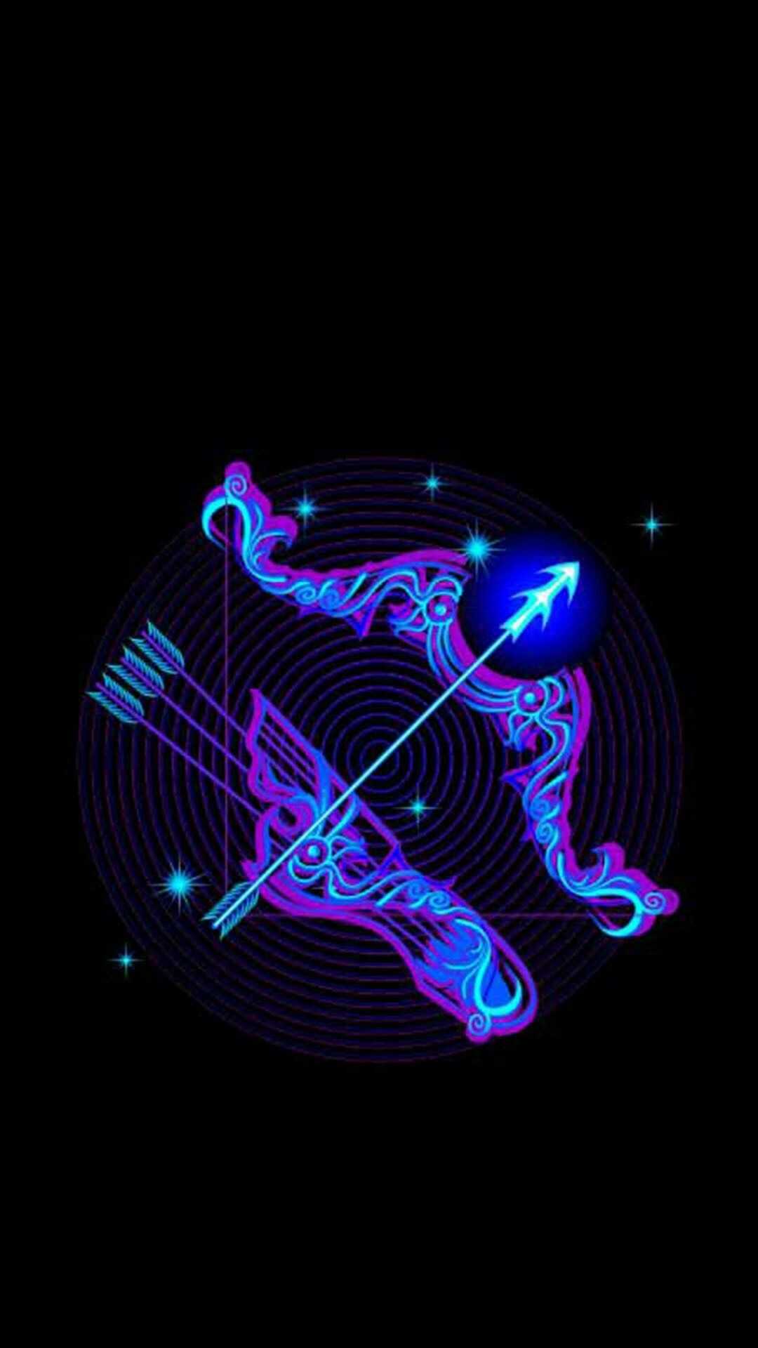 Arco e freccia neon Sagittario, 1080x1920 Full HD Verticale, Smartphone