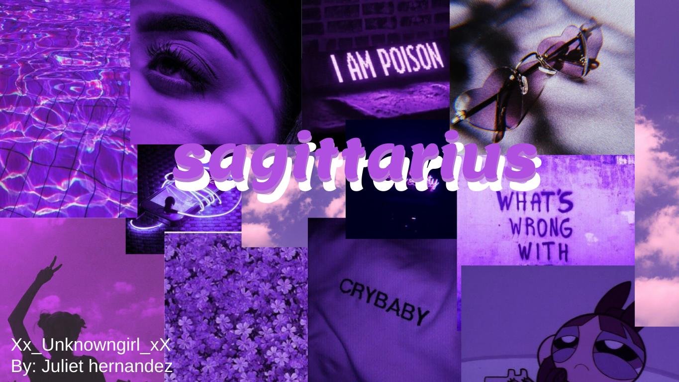 Collage estetico viola Sagittario, 1365x767 720p, PC