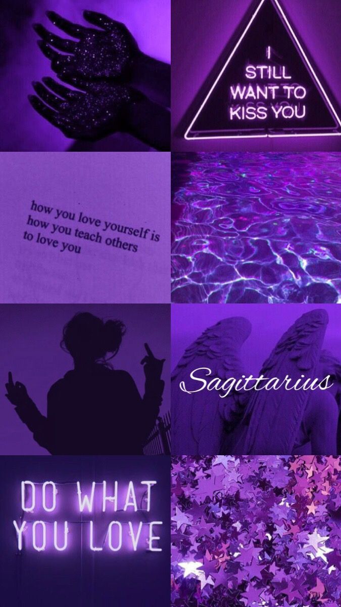 Collage estetico viola Sagittario, 675x1200 Verticale, Telefono