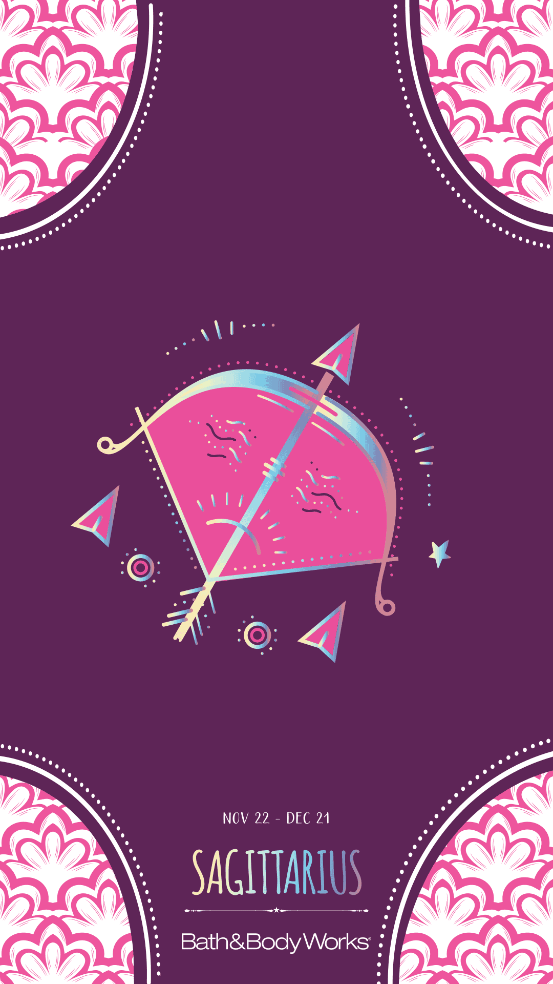 Simbolo Sagittario arco freccia rosa, 1080x1920 Full HD Verticale, Smartphone