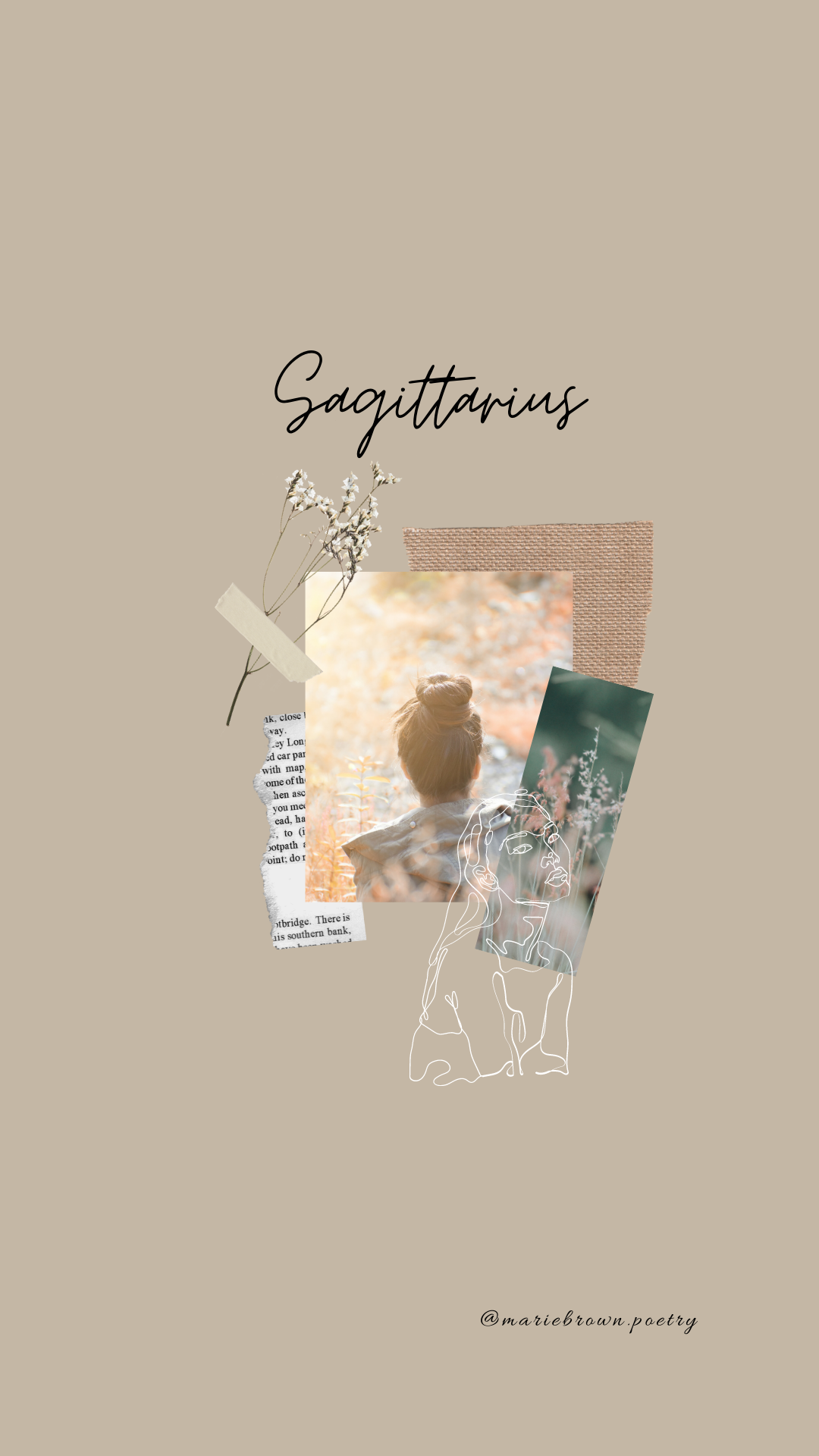 Collage estetico Sagittario beige, 1080x1920 Full HD Verticale, iPhone