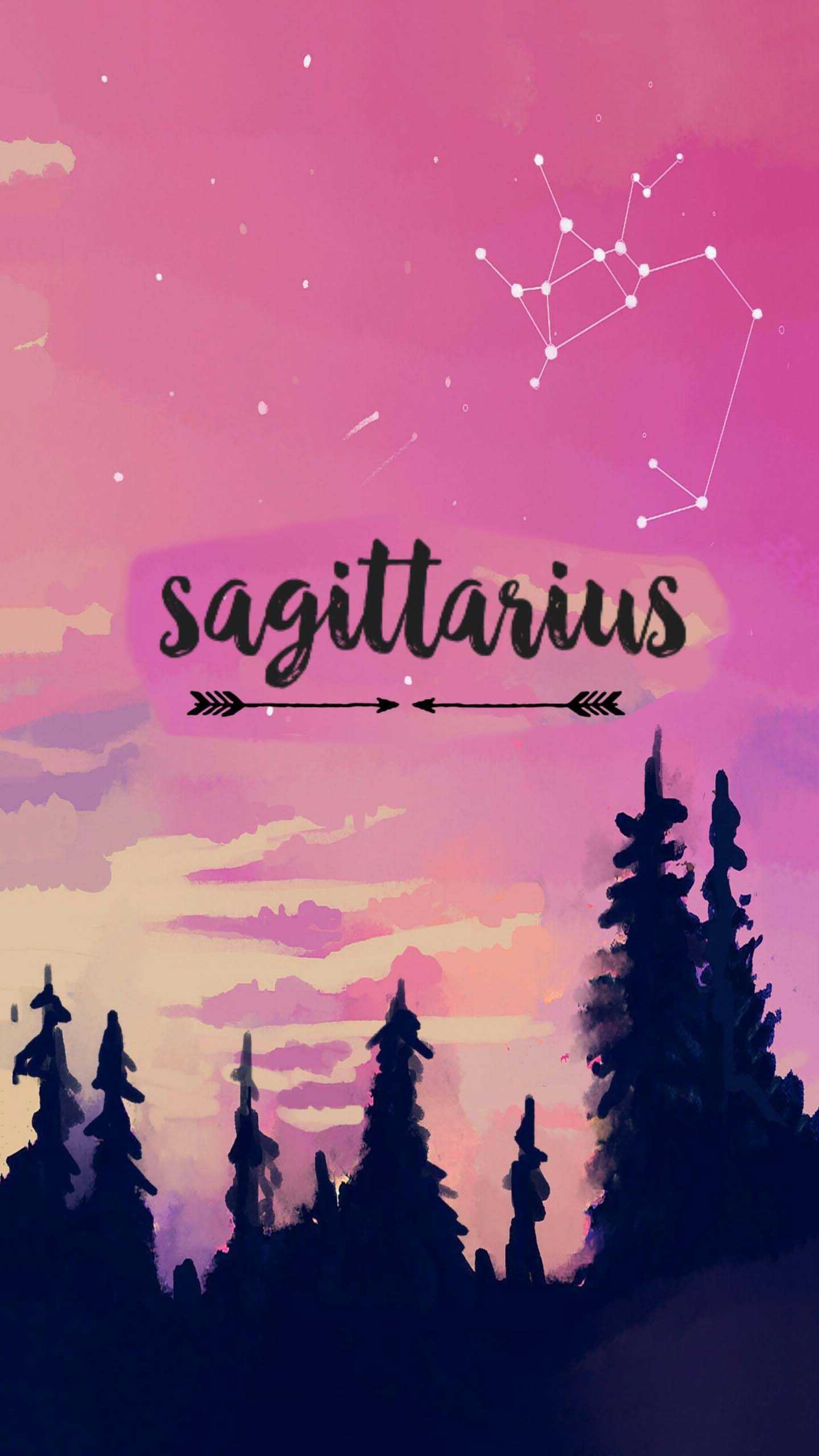 Costellazione Sagittario cielo rosa, 1440x2560 Full HD Verticale, Smartphone