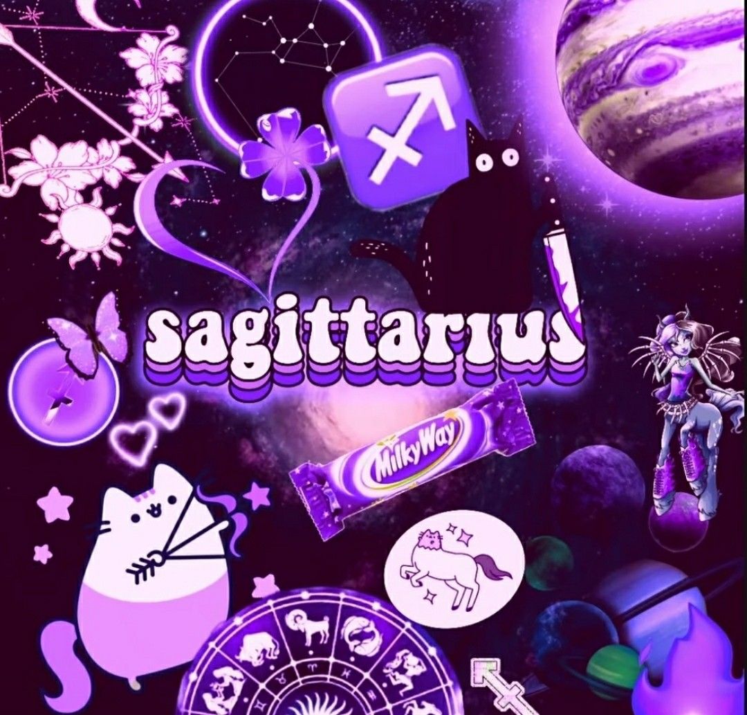 Collage viola simbolo Sagittario, 1080x1033 HD, Laptop