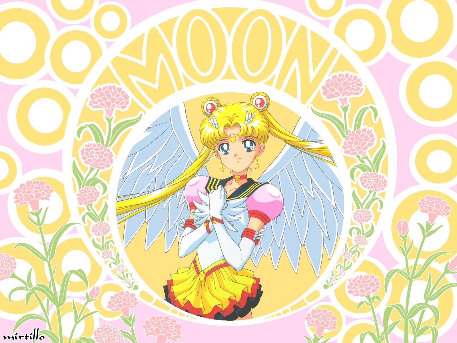 Sailor Moon alata, sfondo floreale, 1600x1200 HD Ready, Notebook Gaming