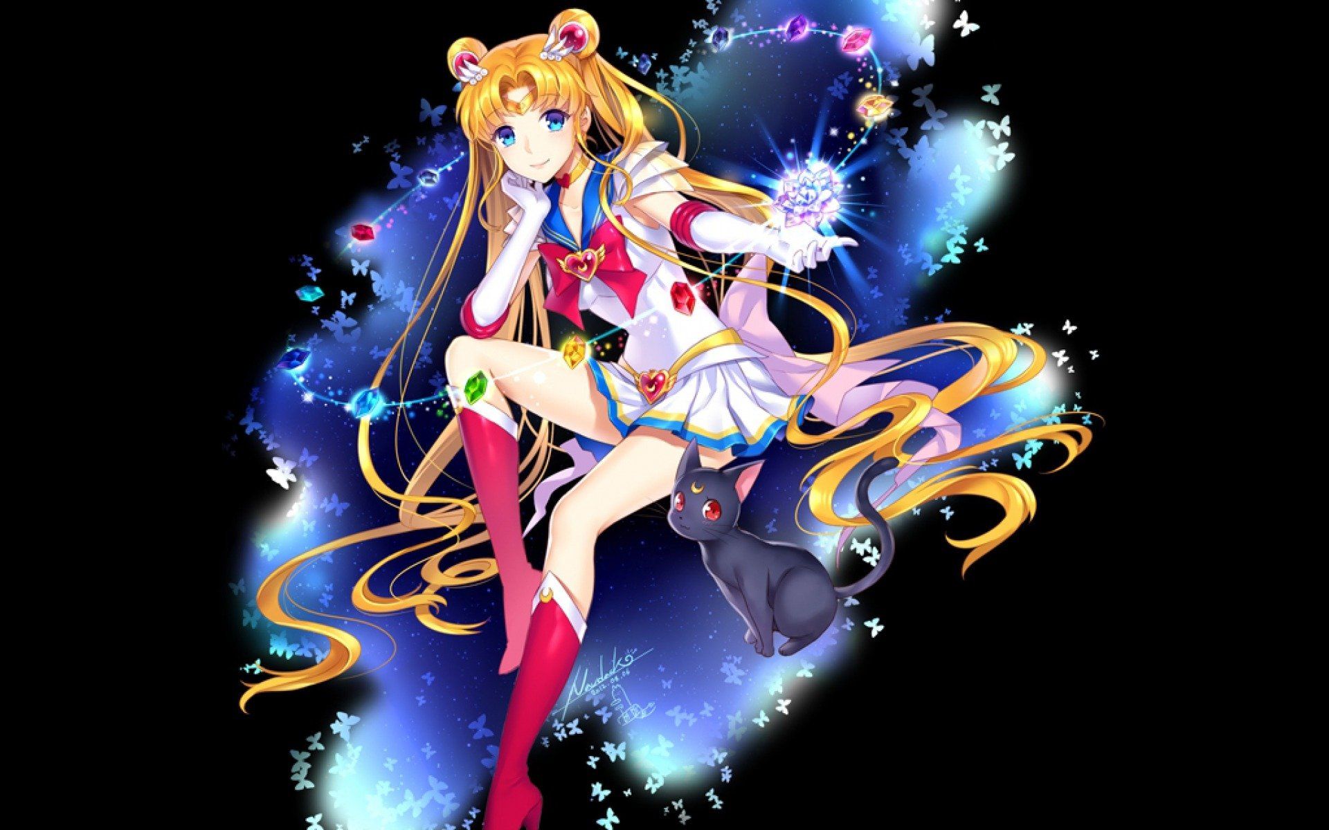 Sailor Moon con gatto nero, 1920x1200 Full HD+, Desktop