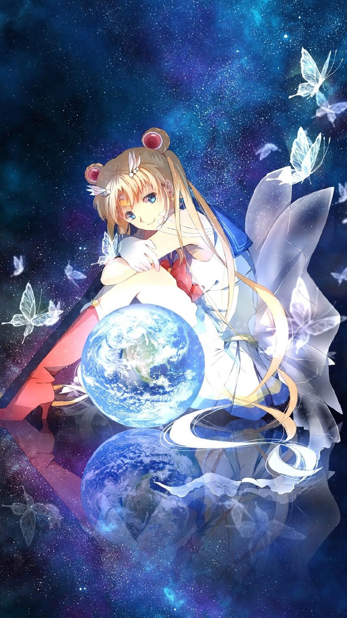 Sailor Moon seduta su Terra, 1125x2000 Verticale, Mobile
