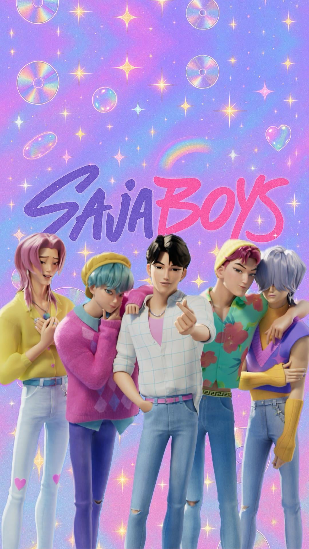 Saja Boys gruppo animato colorato, 1080x1920 Verticale, Mobile