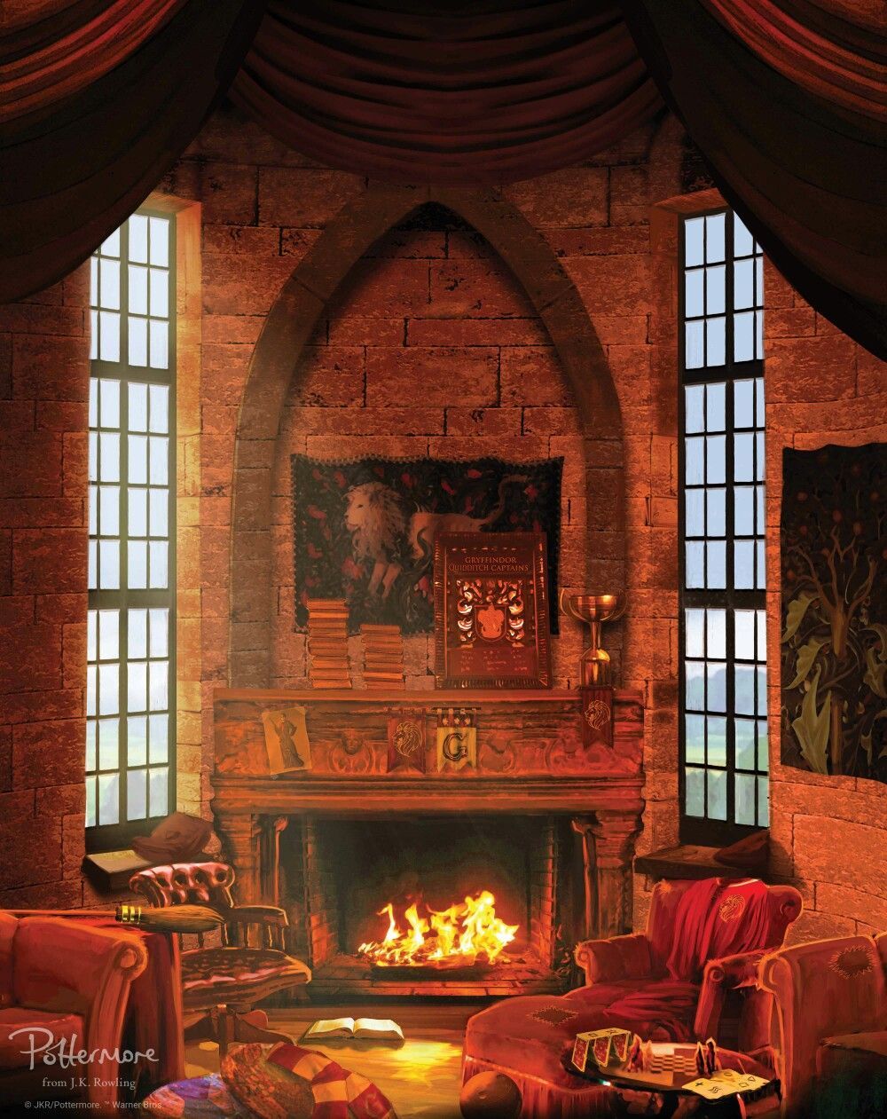 Sala comune Grifondoro con camino, Hogwarts, 1000x1261 Full HD Verticale, Smartphone