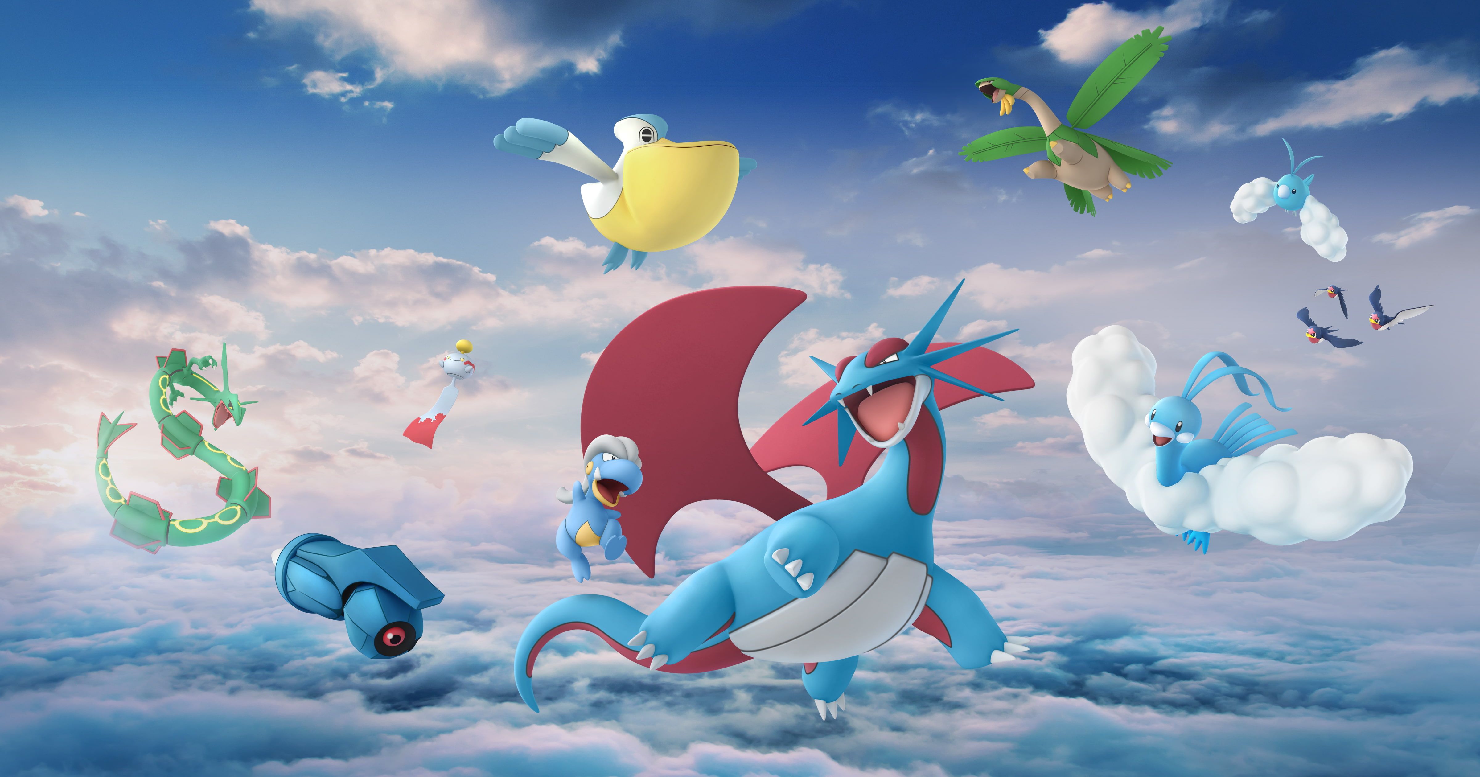 Salamence Pokémon draghi cielo, 4800x2520 4K Ultra HD, Monitor 4K