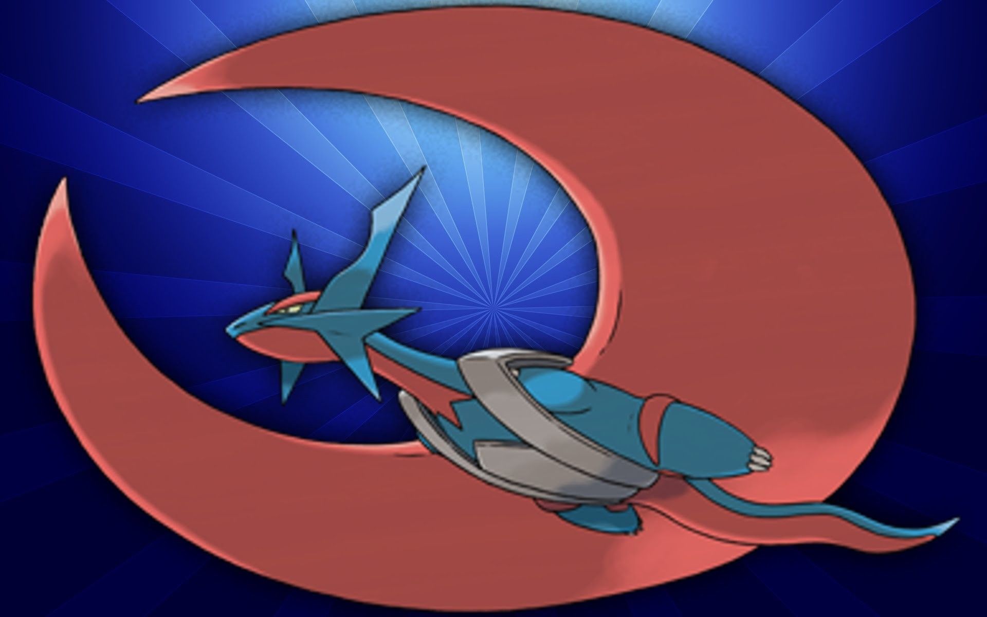 Mega Salamence minimalista sfondo azzurro, 1920x1200 WUXGA, PC Desktop
