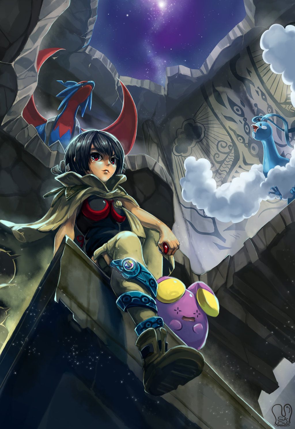 Salamence Pokémon e ragazza, 1024x1486 Verticale, POCO