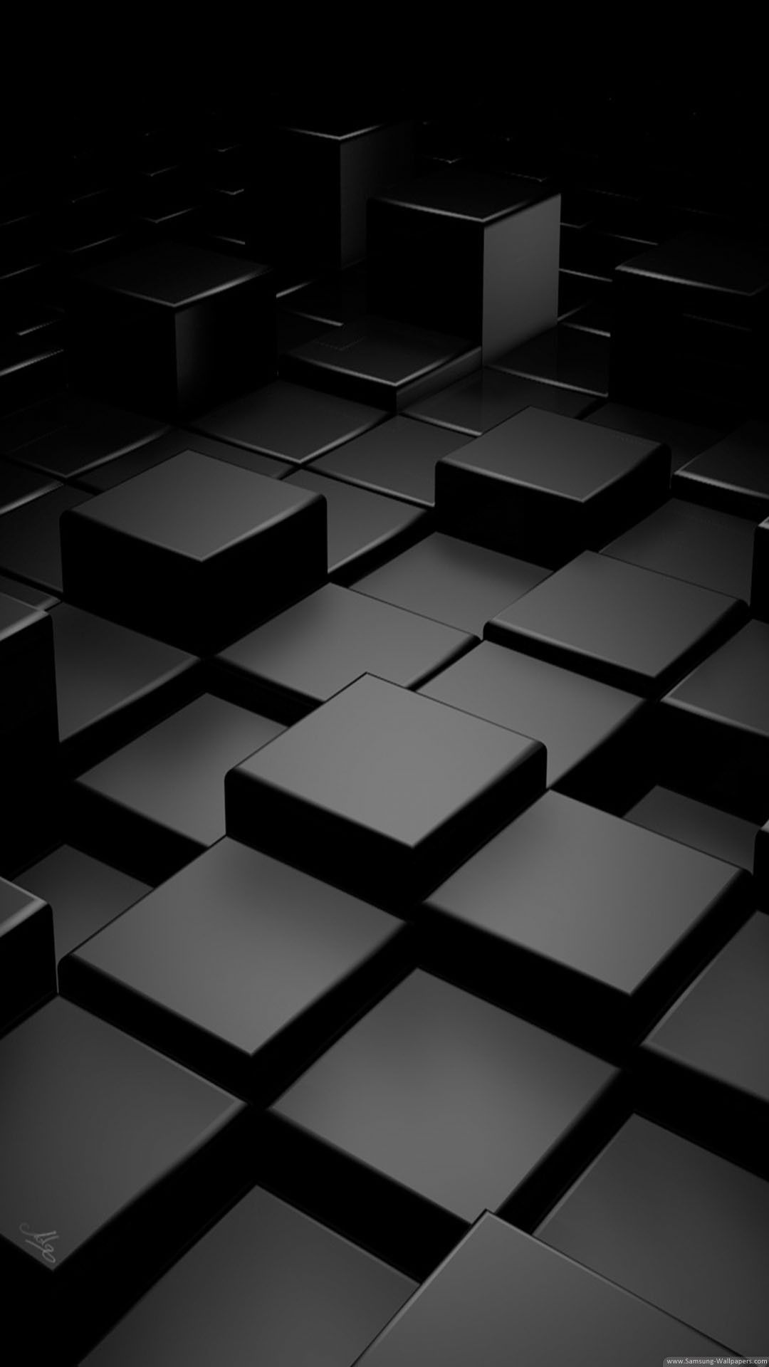 Cubi neri 3D astratti, 1080x1920 Verticale, Samsung Galaxy