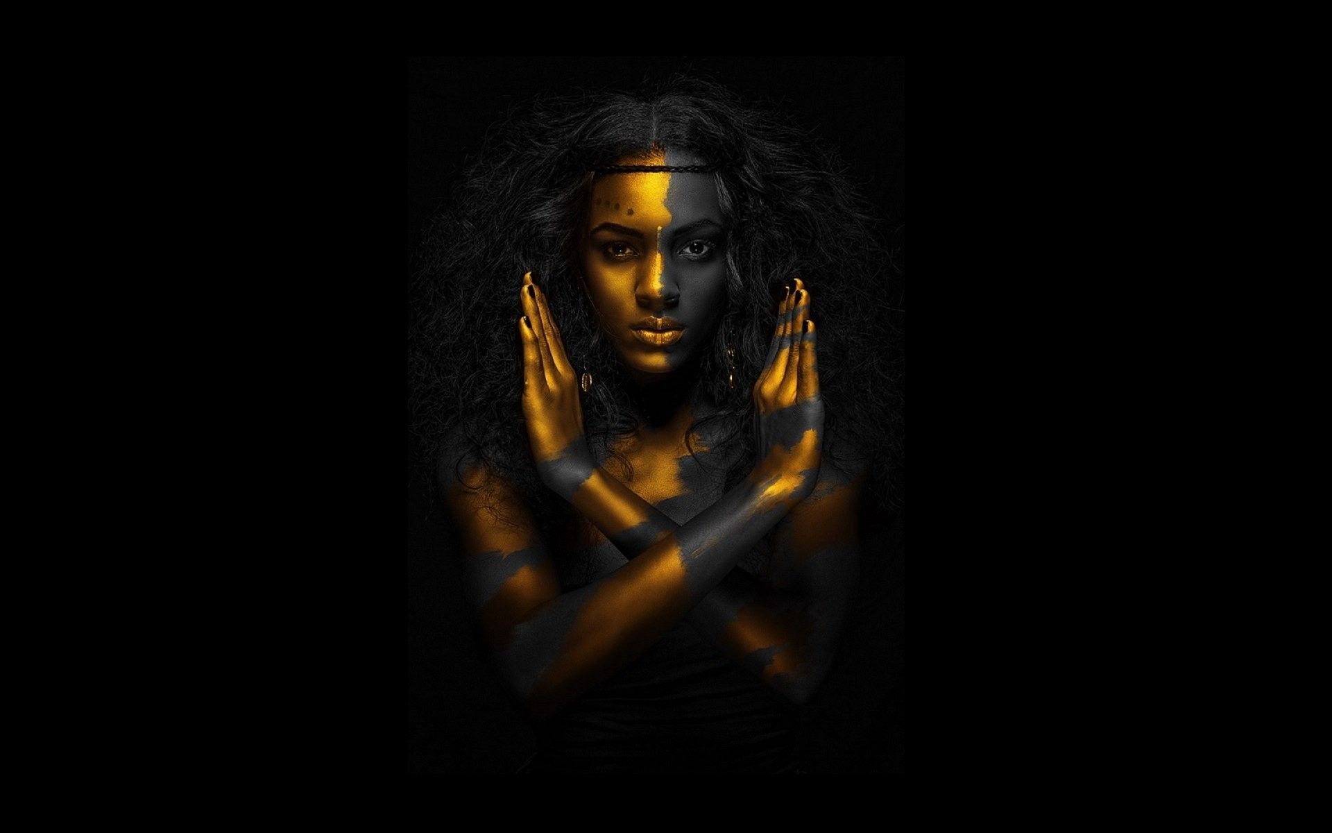 Donna dipinta oro nero, 1920x1200 Full HD+ WUXGA, Desktop