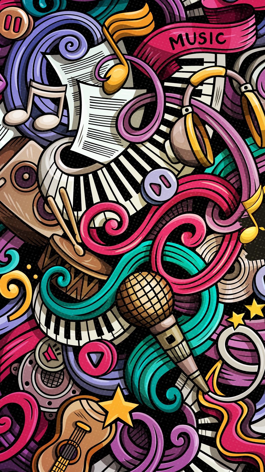 Doodle musicali colorati, 1080x1920 Full HD Verticale, Galaxy Z