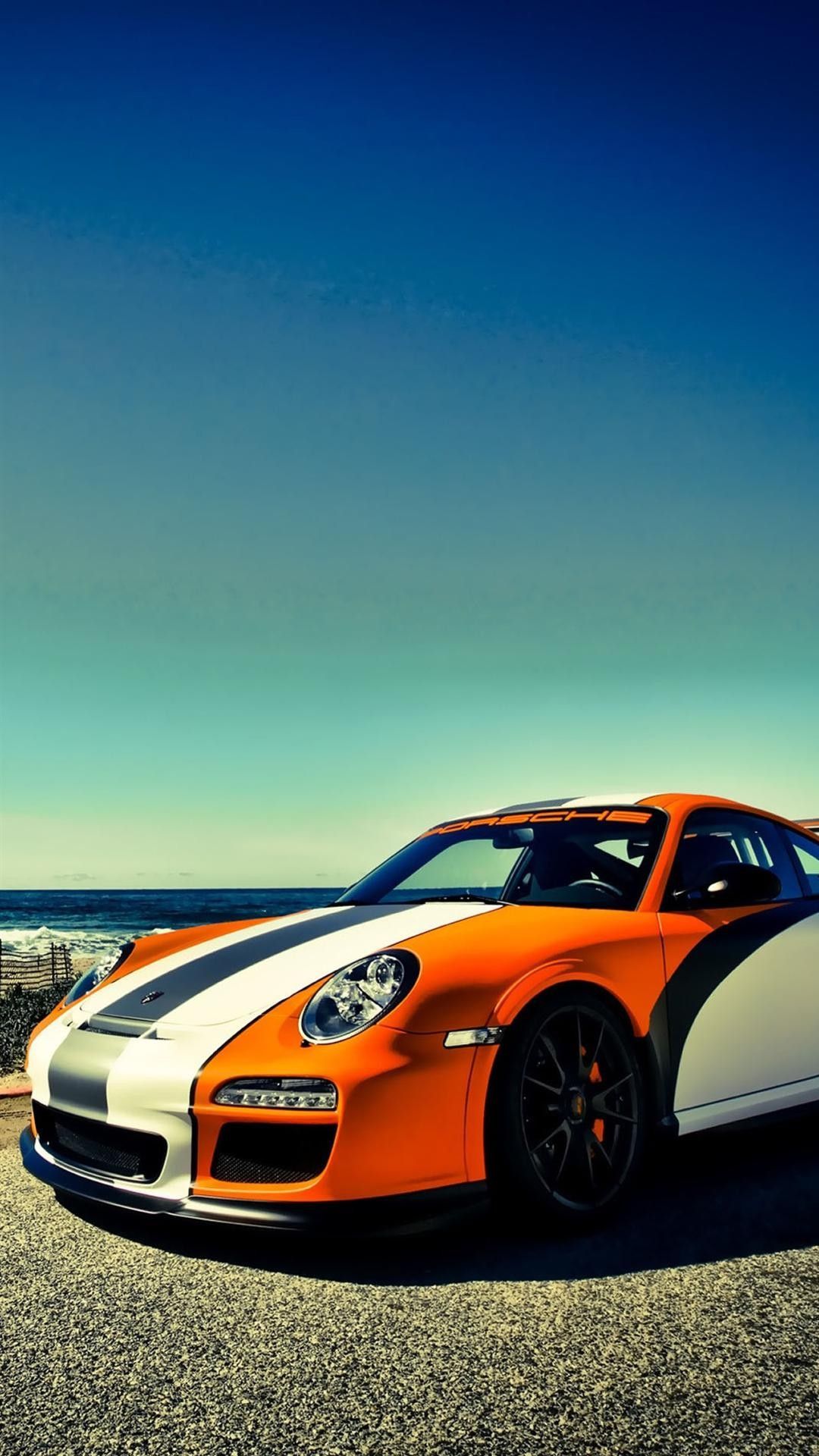 Porsche arancione bianco sportiva, sportiva tedesca, 1080x1920 Full HD Verticale, Galaxy S
