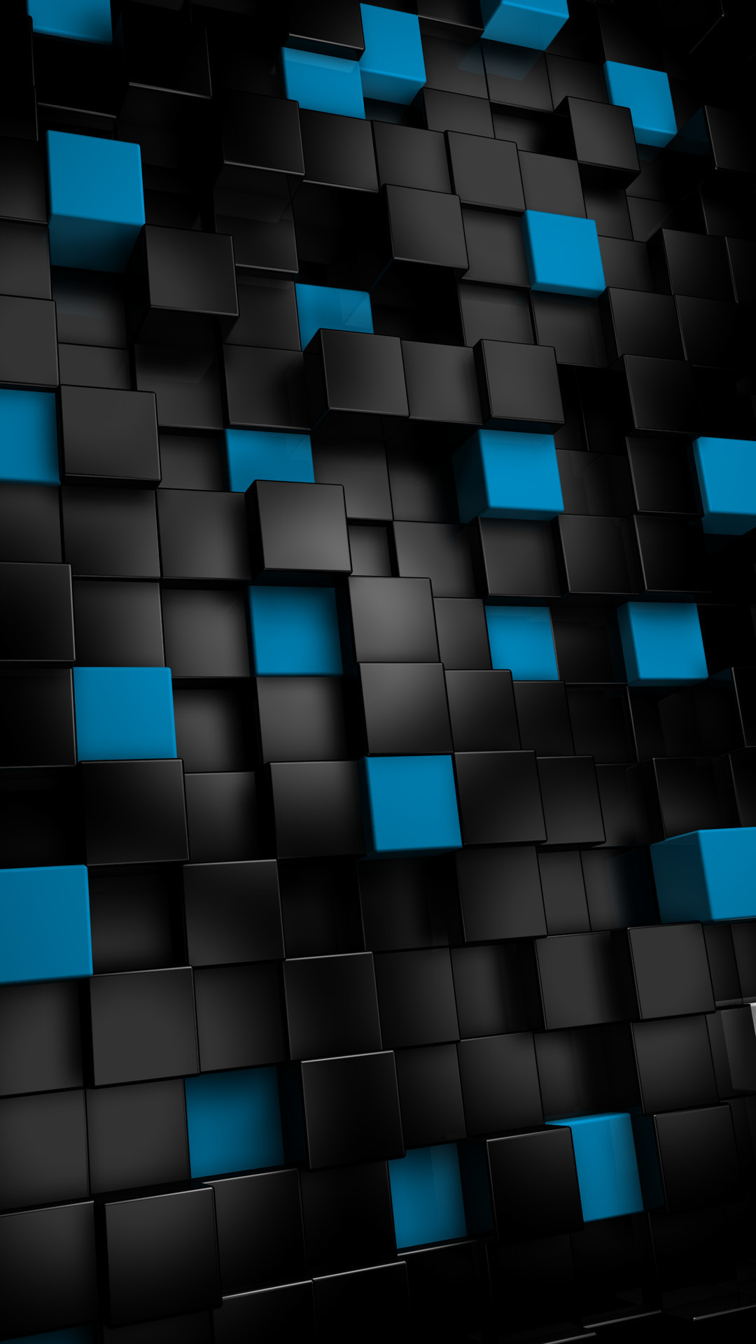 Cubi 3D neri e blu, 1080x1920 Verticale, Galaxy Ultra