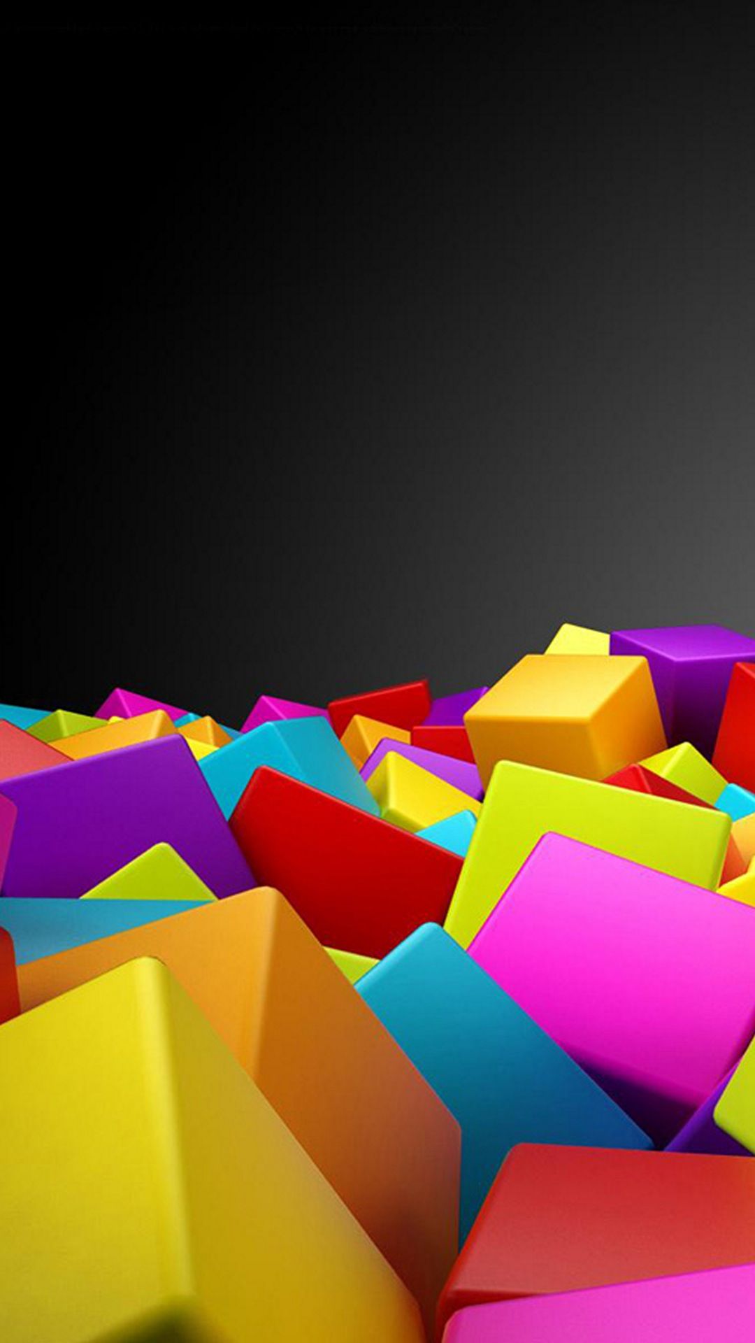 Cubi 3D colorati sfondo nero, 1080x1920 Full HD Verticale, Galaxy S
