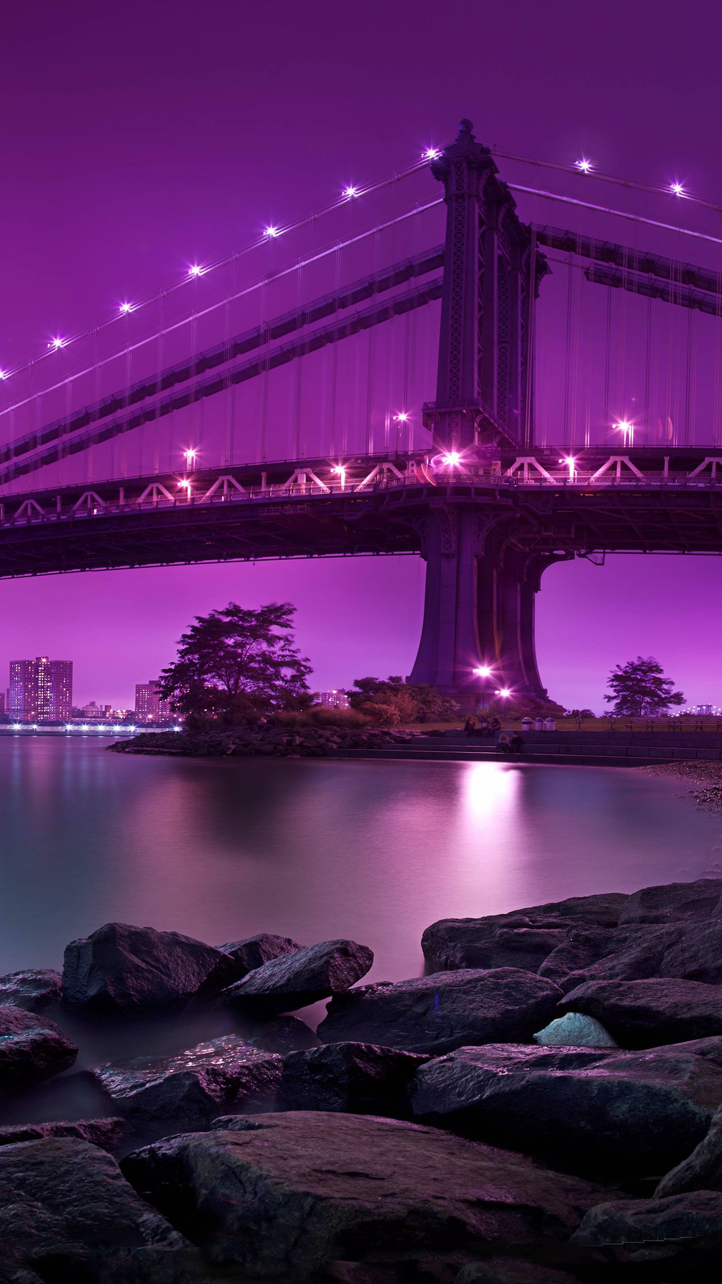 Ponte Manhattan notturno viola, 1440x2560 Full HD Verticale, Galaxy Z