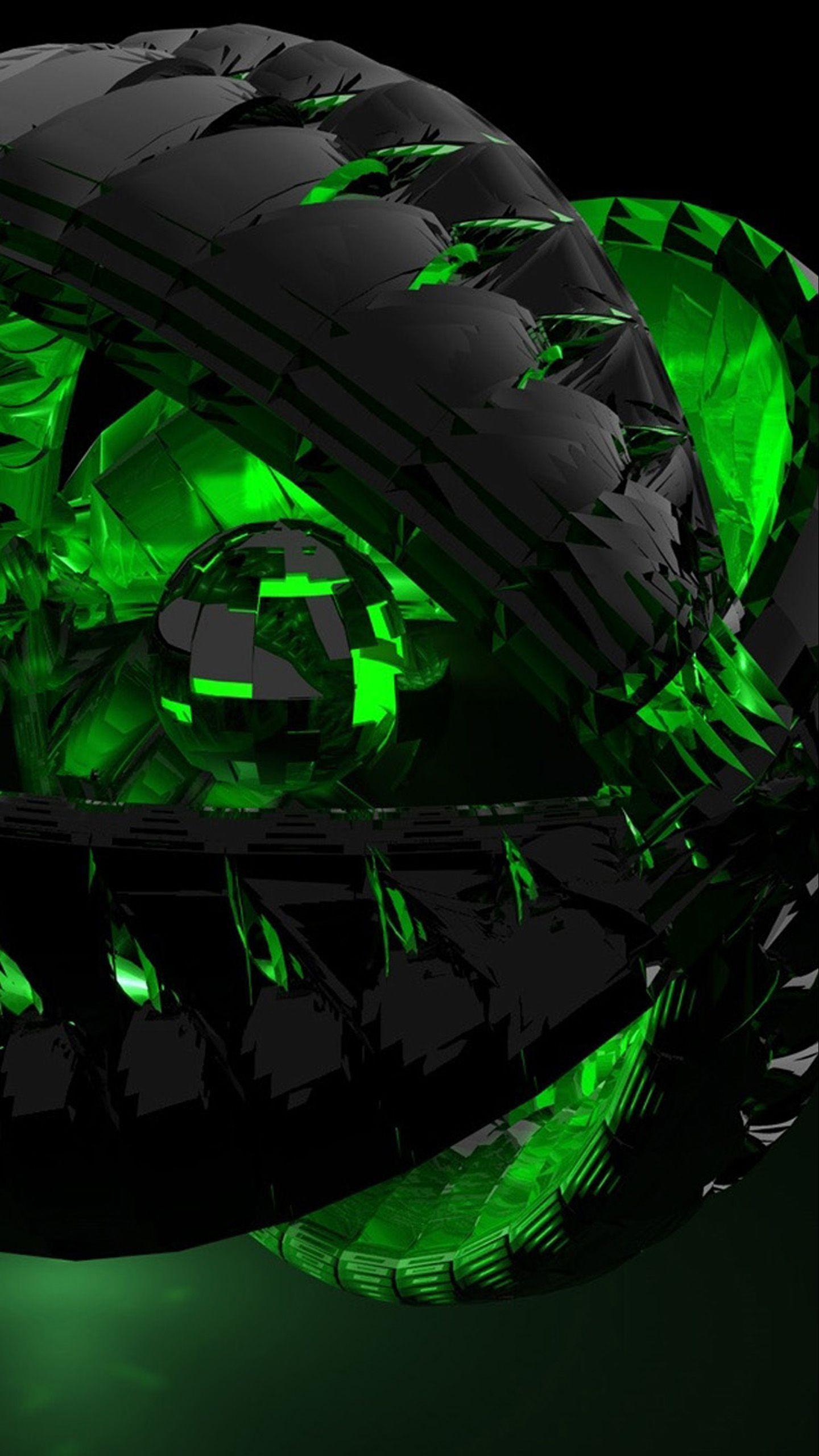 Sfera astratta nero verde, 1440x2560 Full HD Verticale, Galaxy S