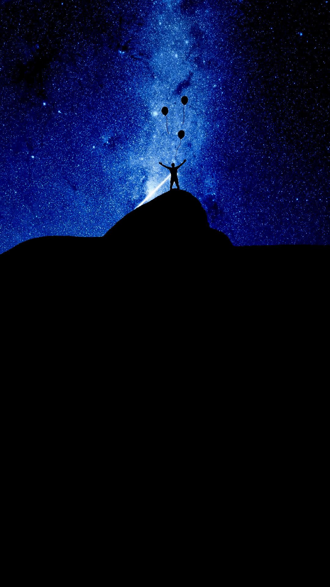 Silhouette montagna cielo stellato, 1080x1920 Full HD Verticale, Galaxy A