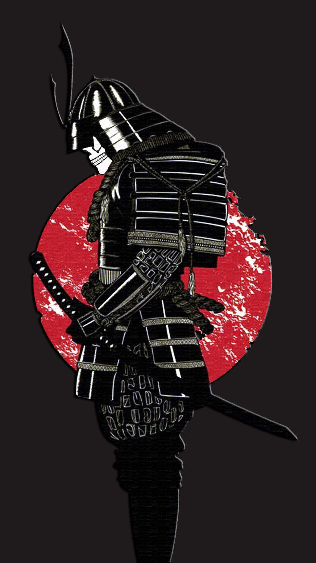 Samurai armatura silhouette rosso, 1080x1920 Verticale, Mobile