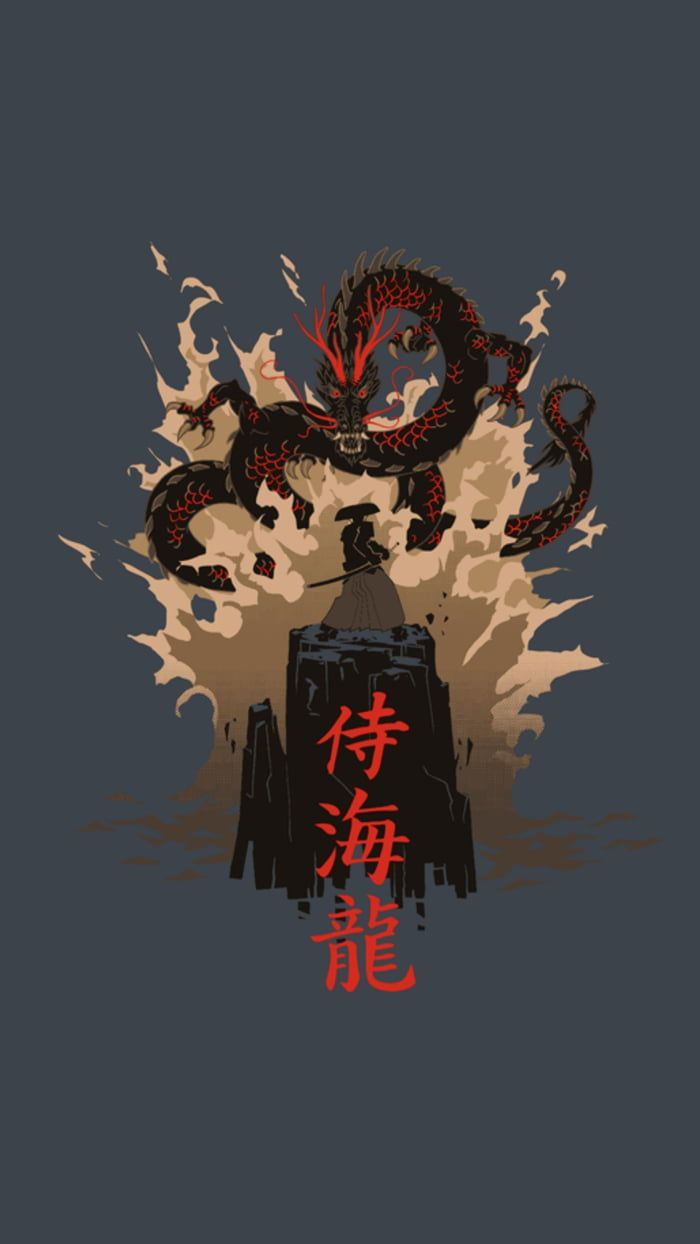 Drago e samurai kanji, 700x1244 Full HD Verticale, Smartphone