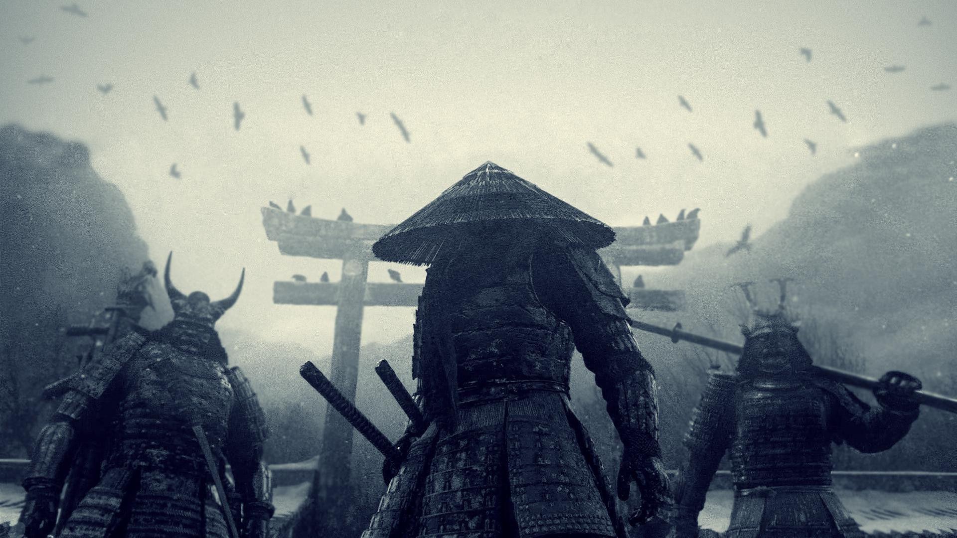 Samurai con torii nella nebbia, 1920x1080 Full HD 1080p, Laptop