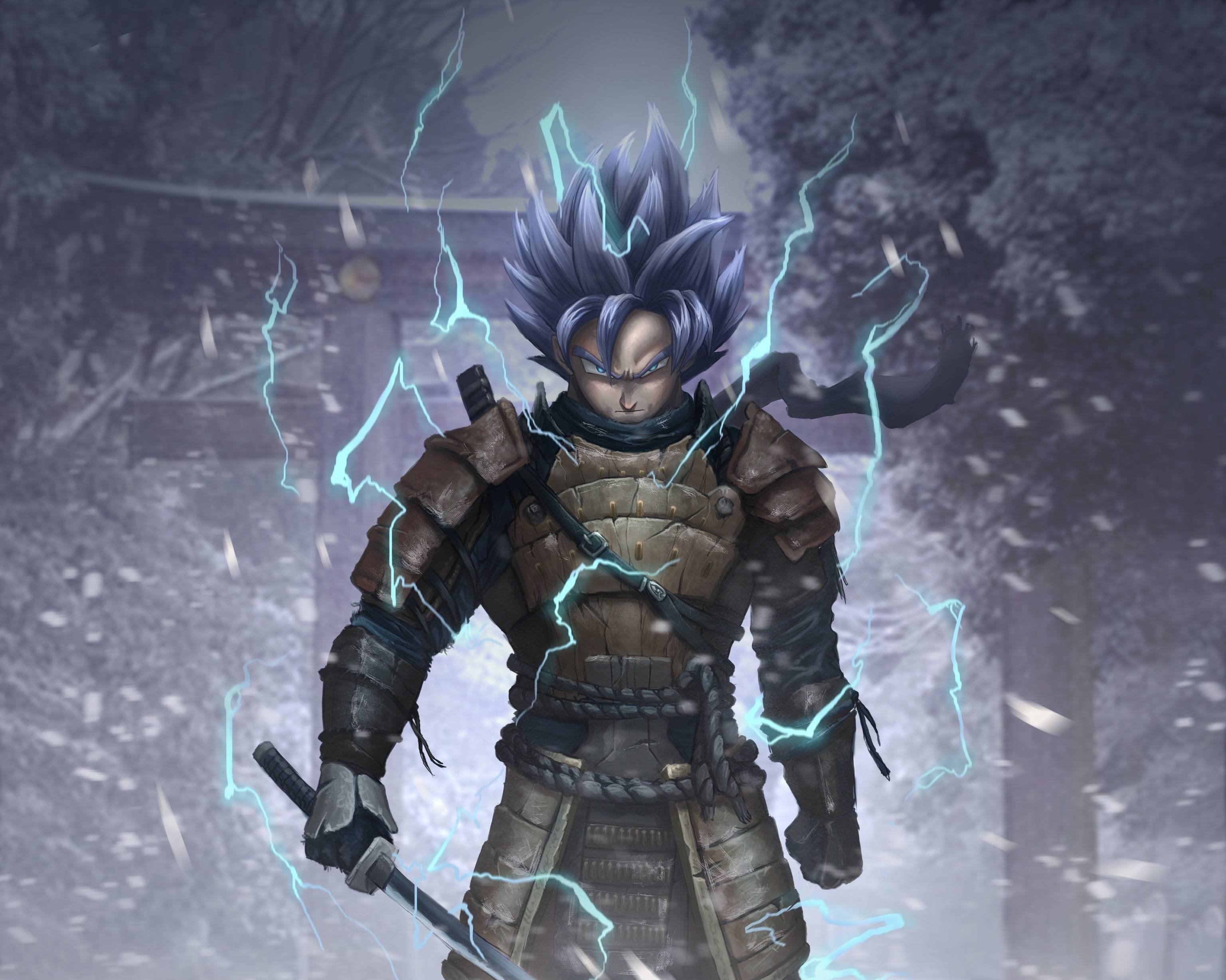 Goku samurai con fulmini, Dragon Ball, 3072x2456 2K+, Desktop