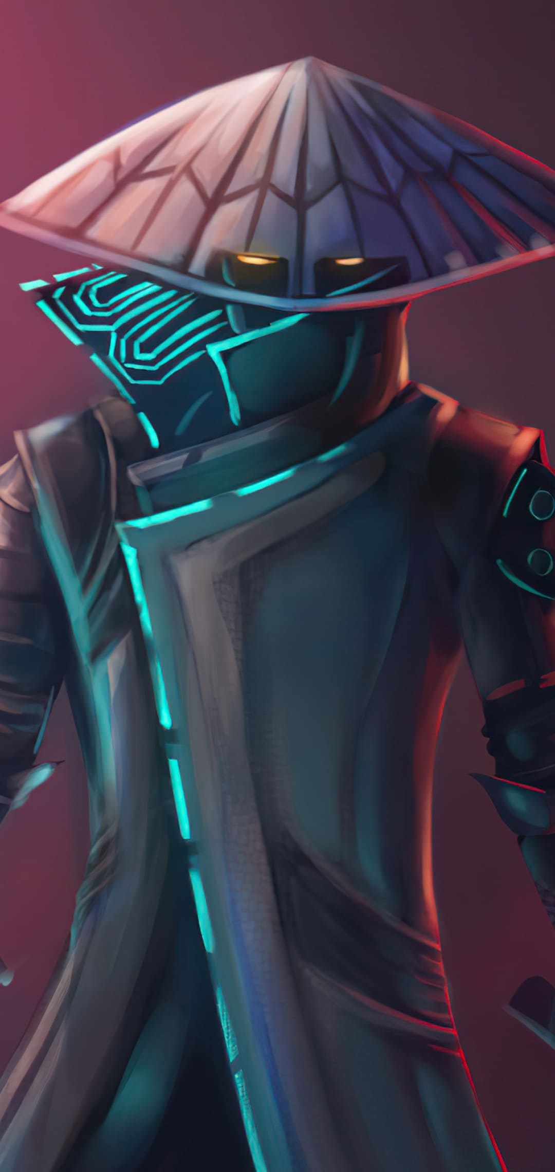 Samurai cyberpunk cappello conico, 1080x2280 Verticale, Android