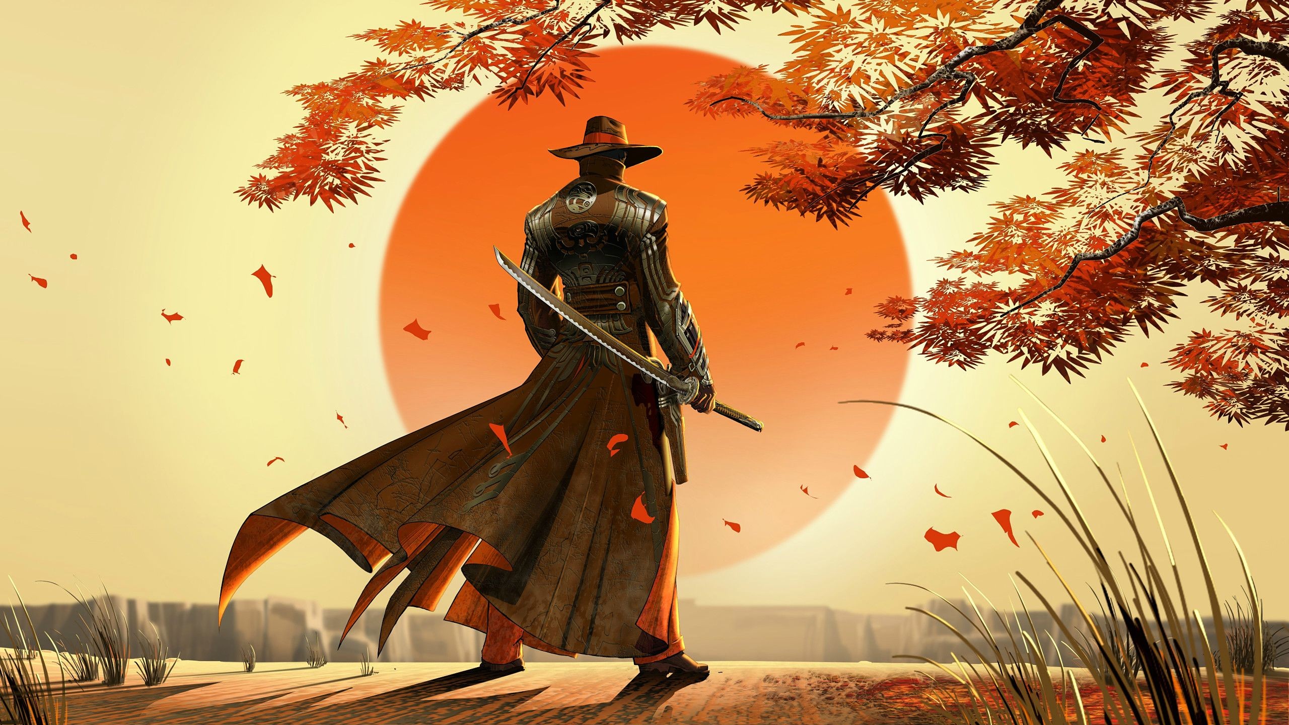 Cowboy samurai con katana, 2560x1440 1440p, Desktop